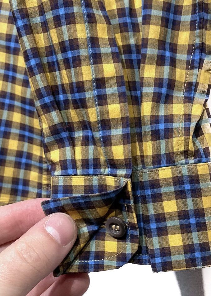 Prada Prada Yellow Blue Checkered Cotton Shirt Size US XS / EU 42 / 0 - 4 Thumbnail