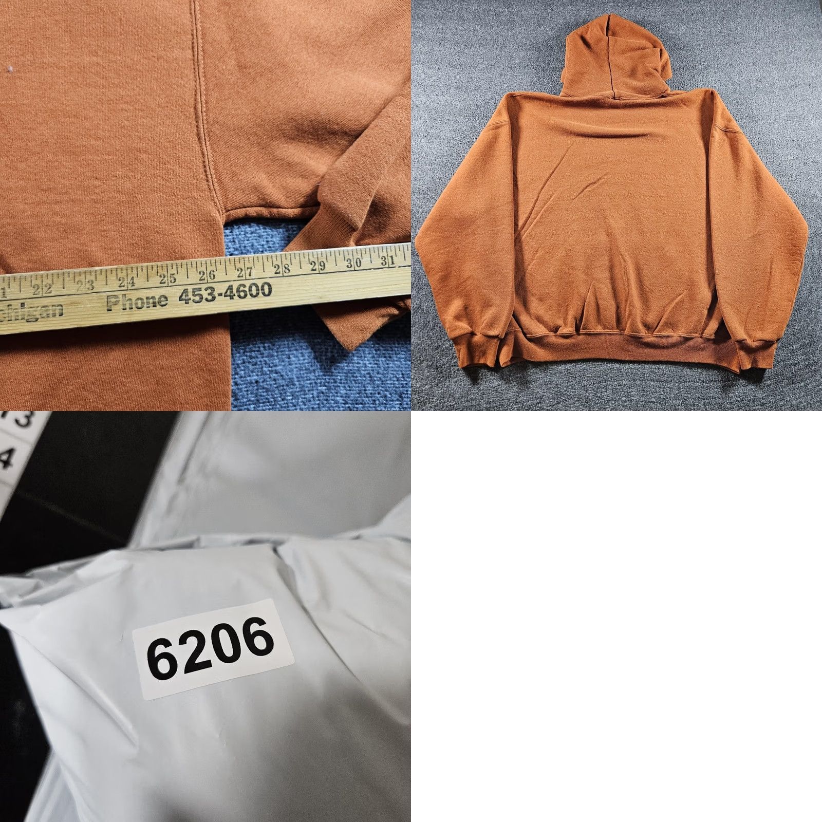 Russell Athletic Russell Athletic Hoodie Mens 2XL Orange Solid Fleece Pullover Kangaroo Pocket Logo Crew Neck Long Sleeve Knit Size US XXL / EU 58 / 5 - 8 Thumbnail
