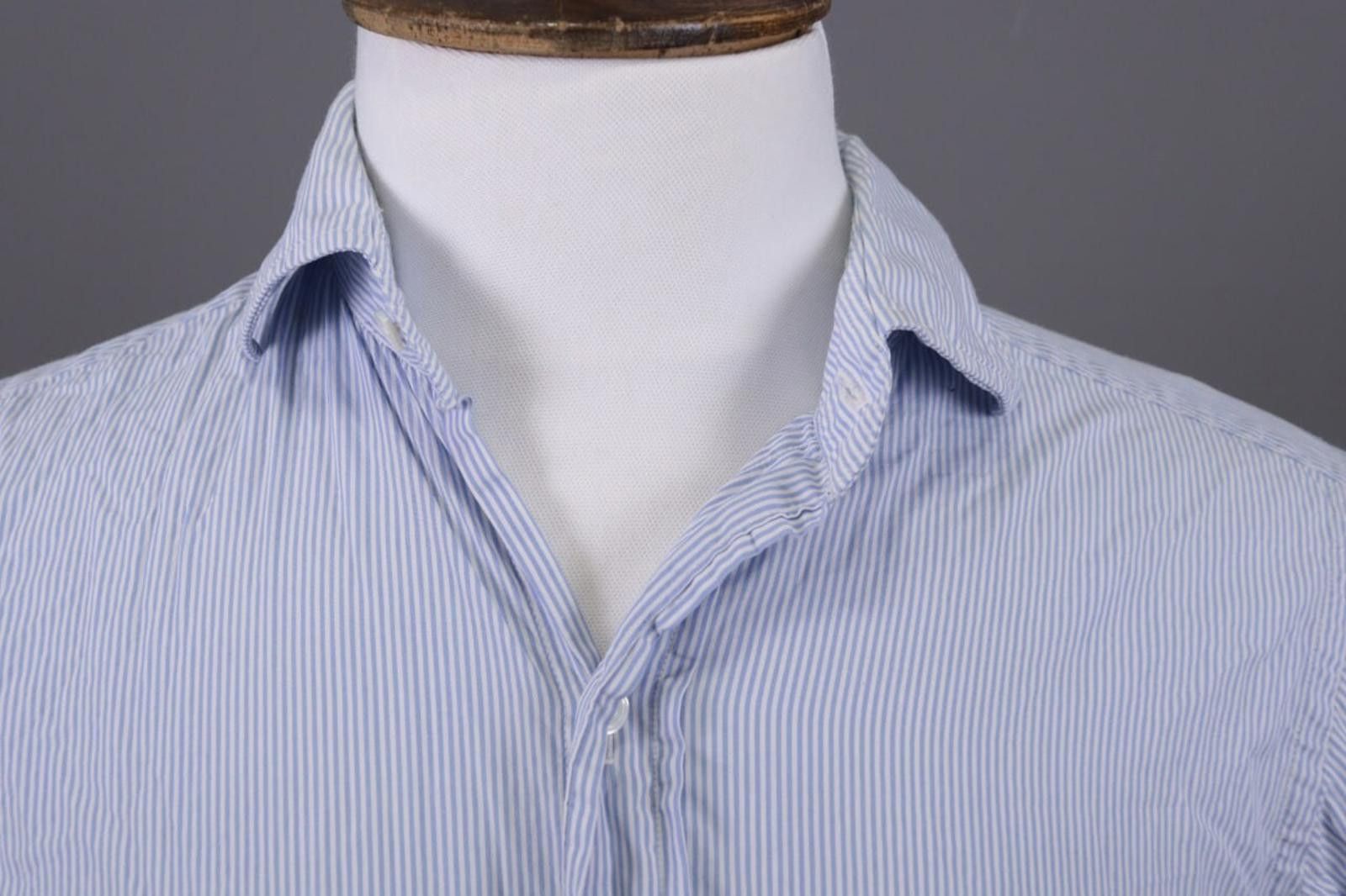 Drake's Drakes Easyday Blue Pinstripe Shirt Size 40 / 15 3/4 Size US M / EU 48-50 / 2 - 3 Thumbnail