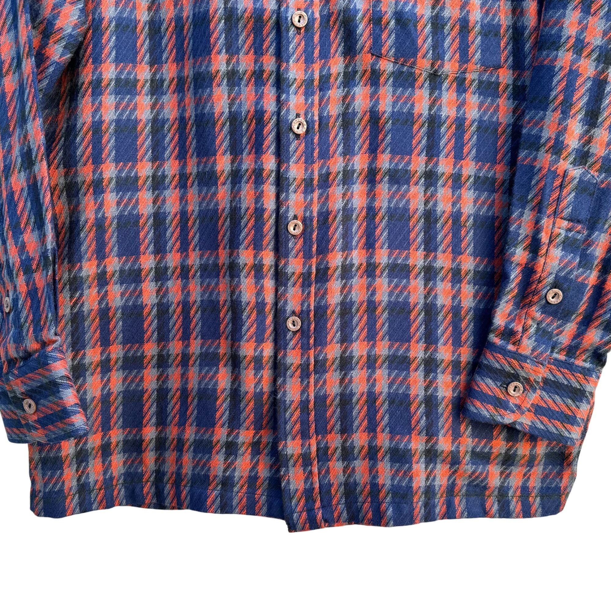 Other Hanjin Vintage Korean Plaid Button-Up Shirt Red Blue Long Sl Size US M / EU 48-50 / 2 - 9 Thumbnail