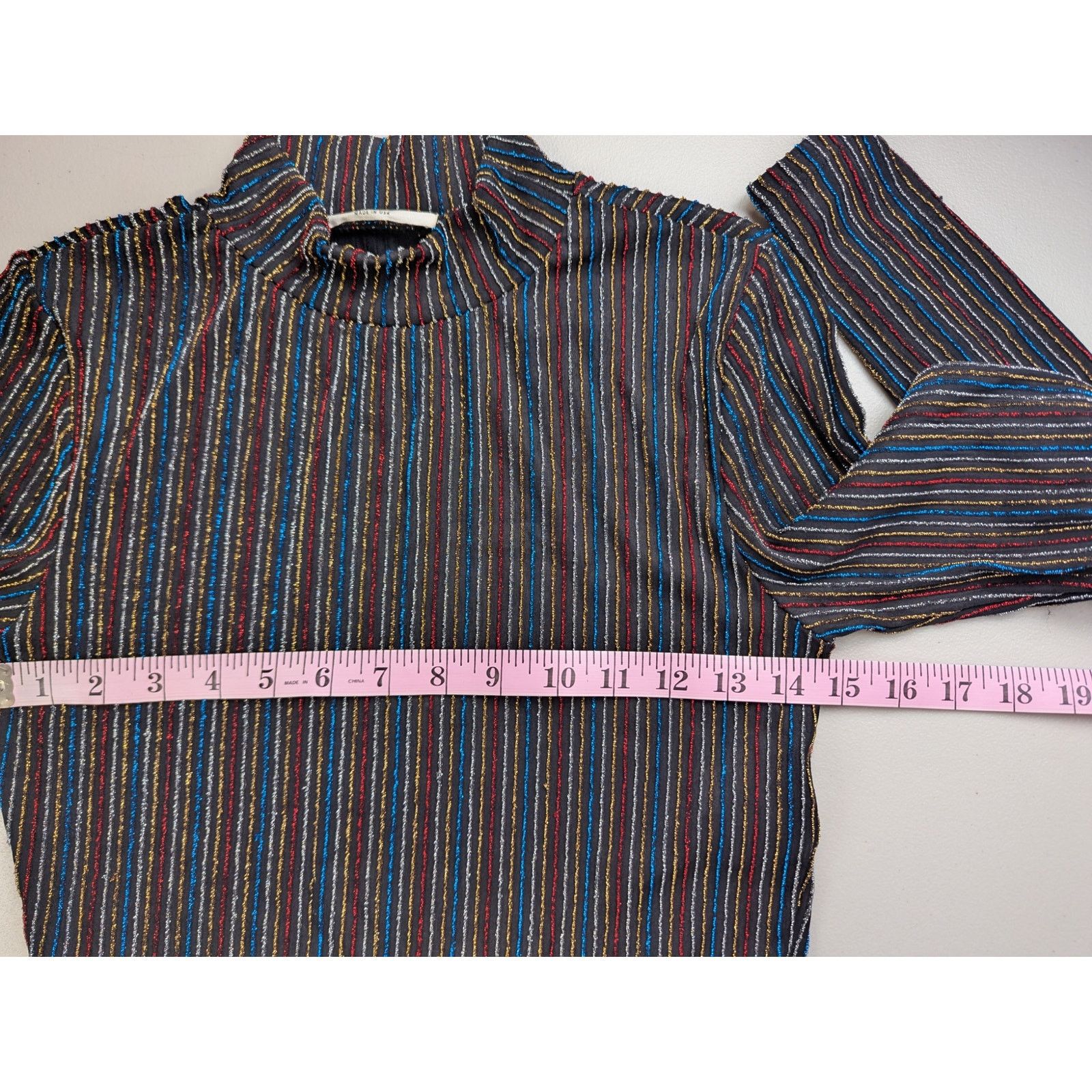 Other Cherry Mellow Cropped Turtleneck Black Shiny Stripe Metallic Size M / US 6-8 / IT 42-44 - 6 Thumbnail