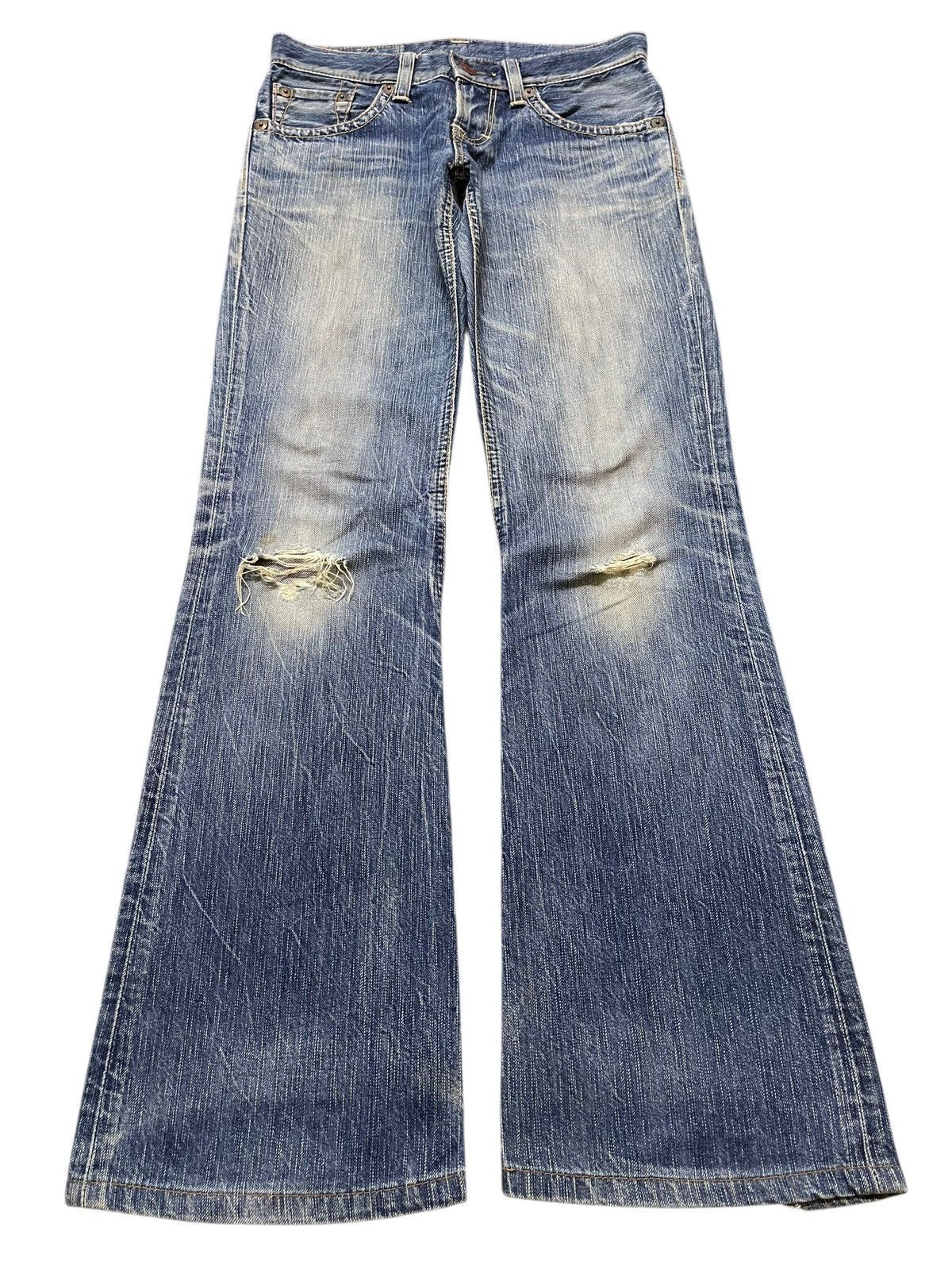 Edwin Vintage Edwin 503 Mud Faded Wash Distress Flare Jeans Size US 29 - 1 Thumbnail