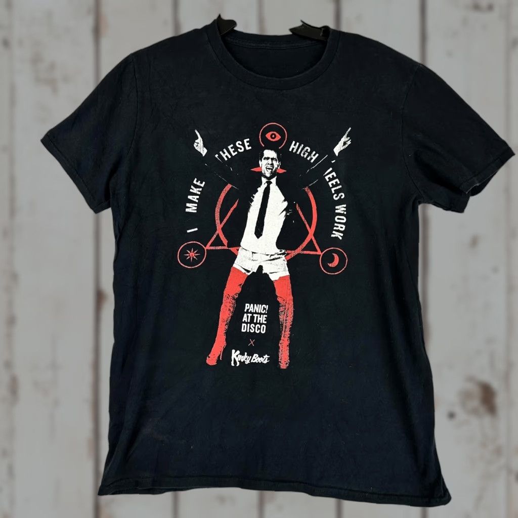 Vintage Panic! At The Disco Shirt Mens Medium Black Kinky Boots High Heels Work Band Tee Size US M / EU 48-50 / 2 - 1 Thumbnail