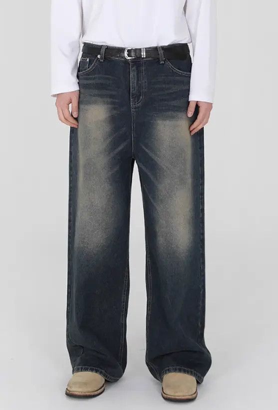 Japanese Brand Hamada x Endo Men's retro washed distressed straight jeans Size US 32 / EU 48 - 2 Thumbnail