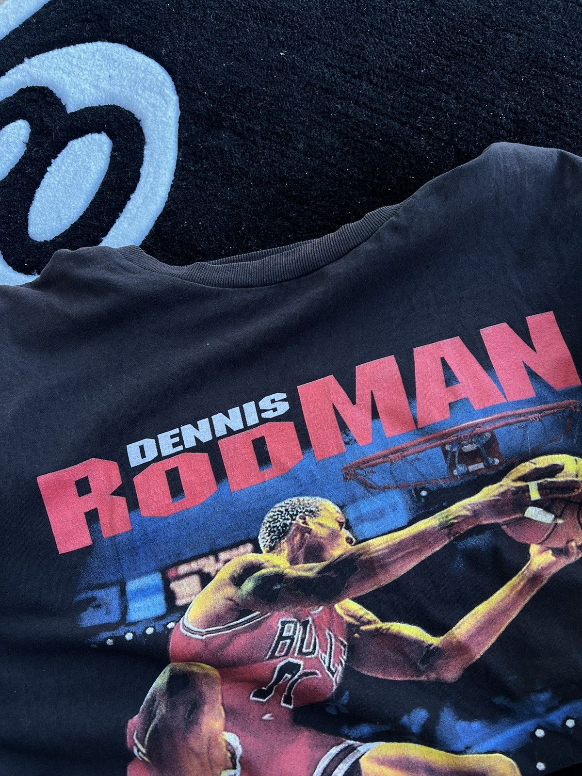 image of NBA x Vintage Dennis Rodman Tee in Black, Men's (Size XL)