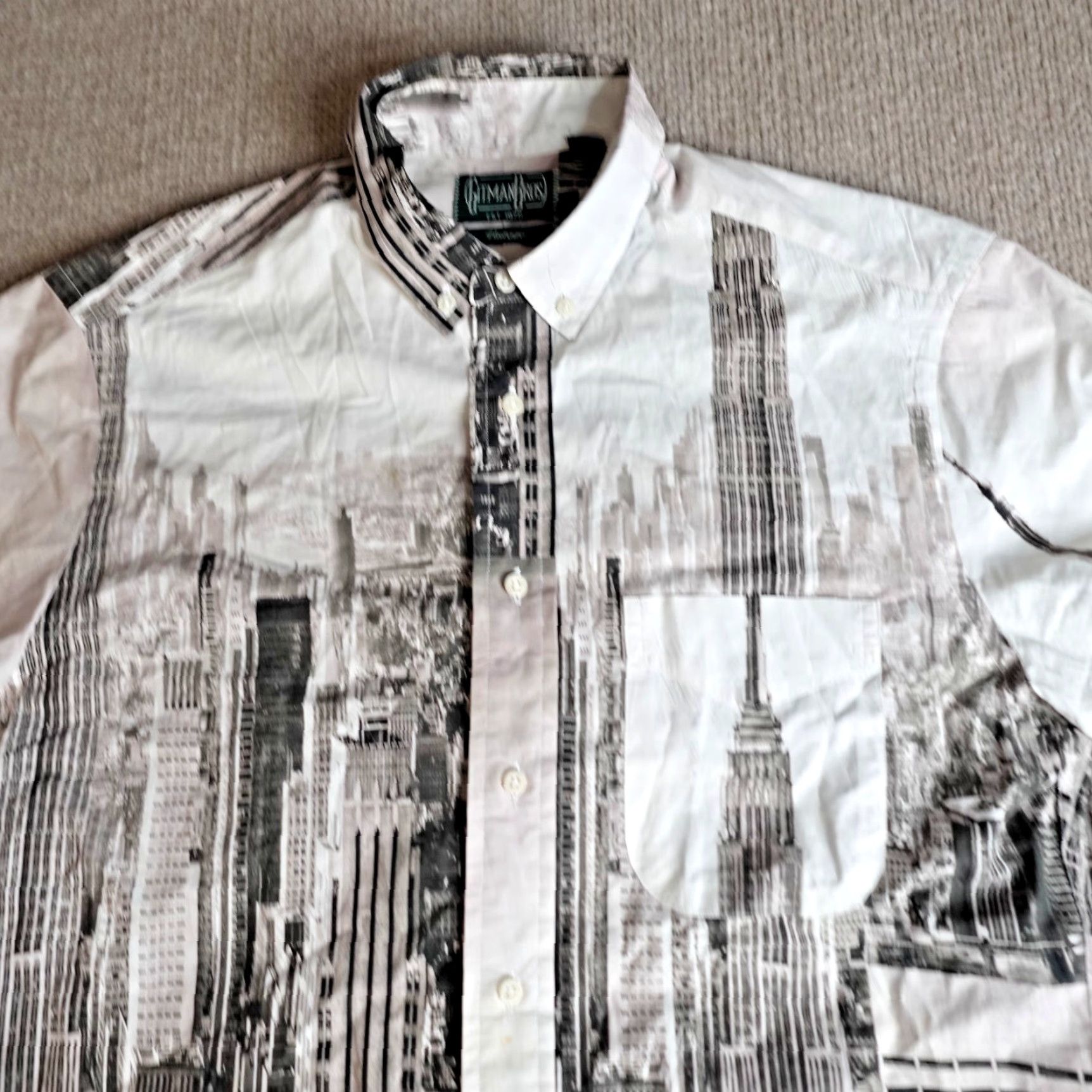 Vintage Gitman Vintage Mens Shirt Medium White New York Empire State Casual Button-Down Collared Button-Up USA Theme 3 Pockets Regular Cotton Size US M / EU 48-50 / 2 - 2 Thumbnail