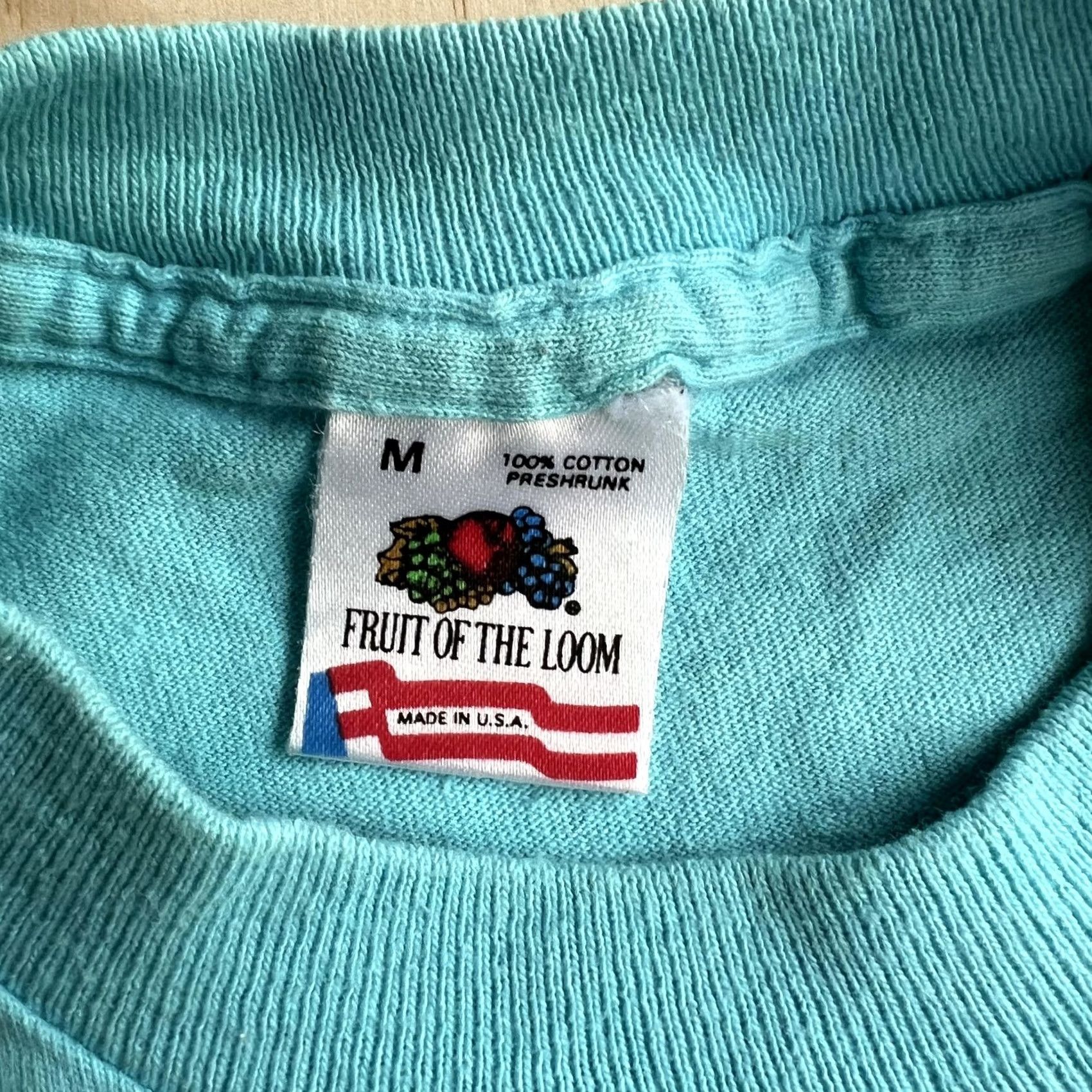 Fruit Of The Loom VINTAGE Fruit Of The Loom T-Shirt Mens Medium Myrtle Beach S. Carolina Graphic Print Crew Neck Short Sleeve USA Blue Turquoise Back Plain Front Size US M / EU 48-50 / 2 - 3 Thumbnail
