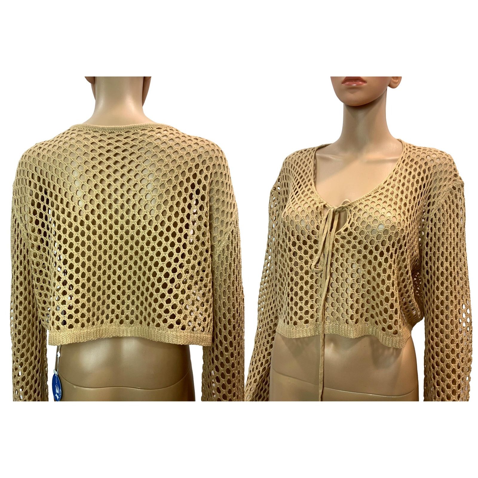 Other NEW CUPSHE Crop Crochet Open Knit Bell Sleeve Sweater | S Size S / US 4 / IT 40 - 7 Thumbnail