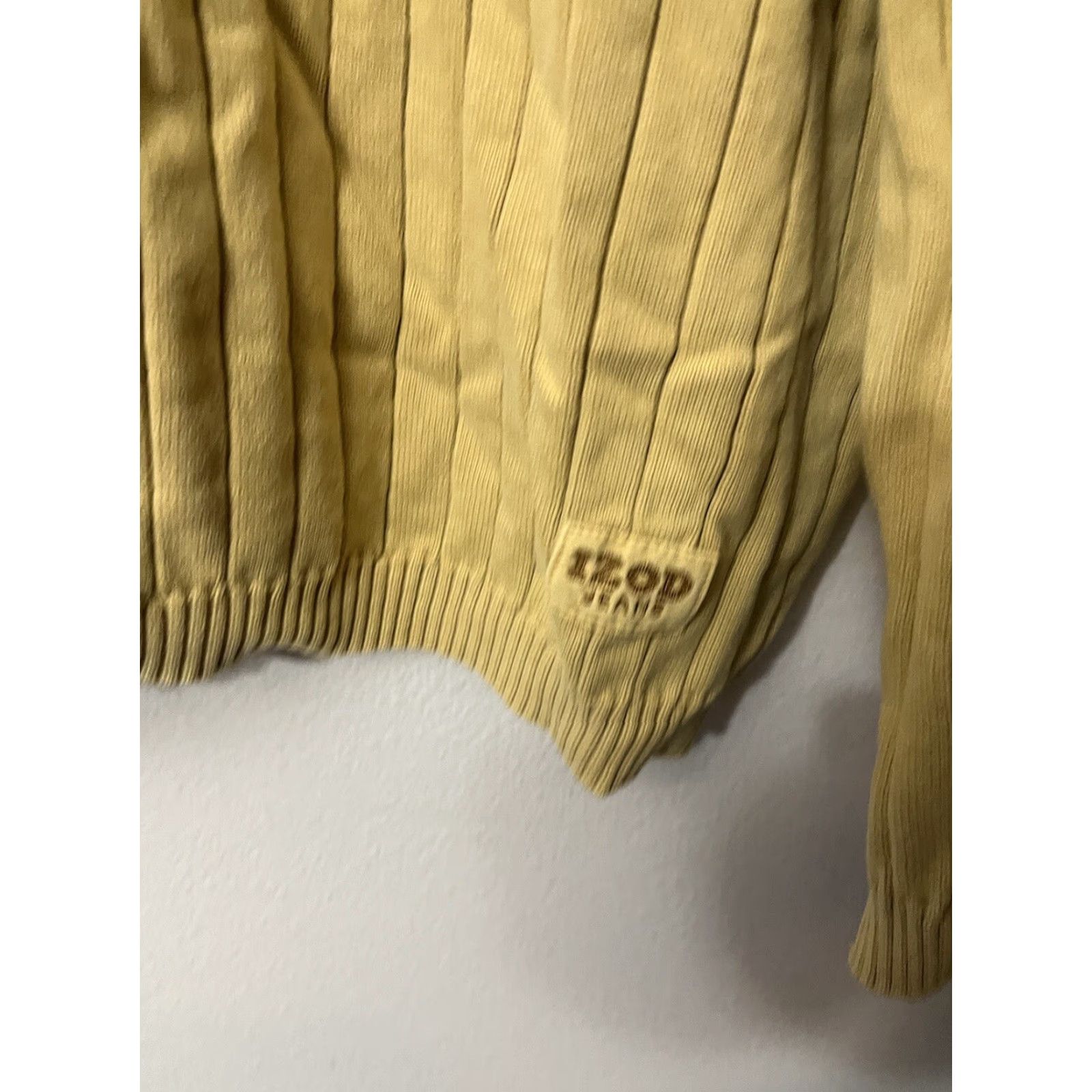 Izod IZOD Men's Cotton Sweater XL Yellow Long Sleeve Crew Neck Pullover Solid Knit Size US XL / EU 56 / 4 - 4 Thumbnail
