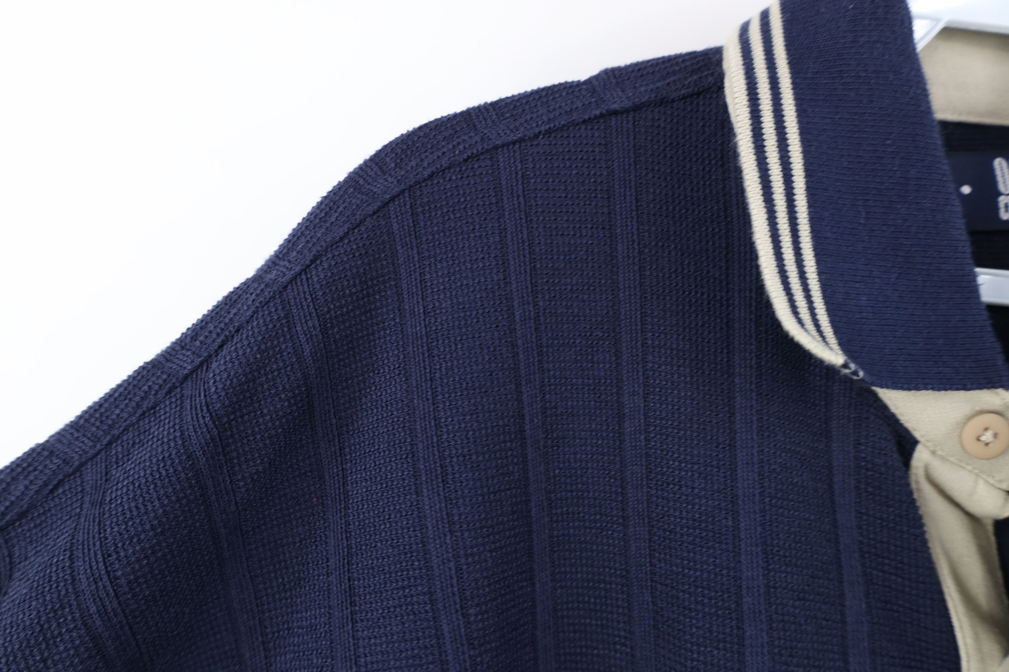 Vintage Vintage 90s Streetwear Waffle Knit Long Sleeve Polo Blue Size US L / EU 52-54 / 3 - 7 Thumbnail