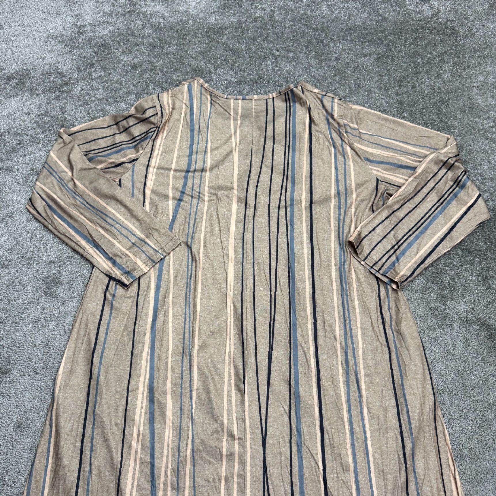 Vintage Unbranded Striped Midi Shift Dress Womens L Brown Button Pockets Size L / US 10 / IT 46 - 3 Thumbnail