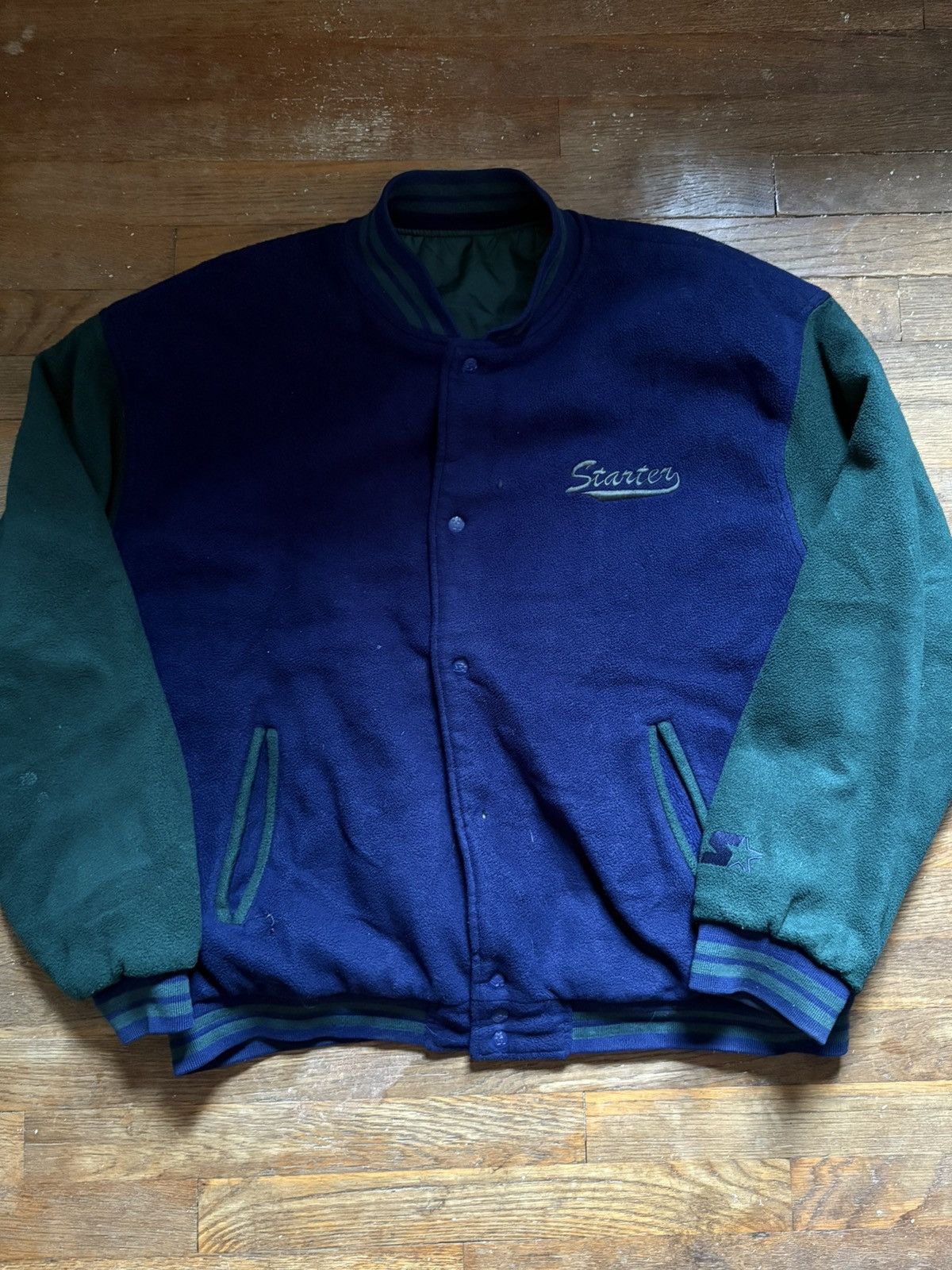 Starter × Vintage STARTER Reversible Fleece Varsity Jacket Size US XL / EU 56 / 4 - 1 Thumbnail