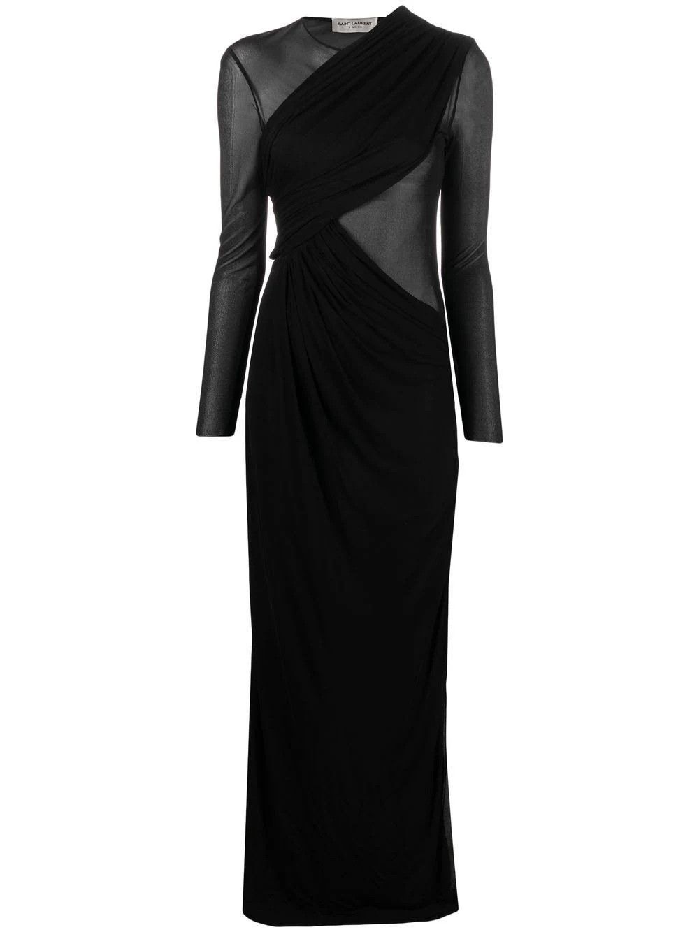 Saint Laurent Paris o1s1wg110924 Robe Jersey Crepe Fluide in Noir Size S / US 4 / IT 40 - 1 Thumbnail