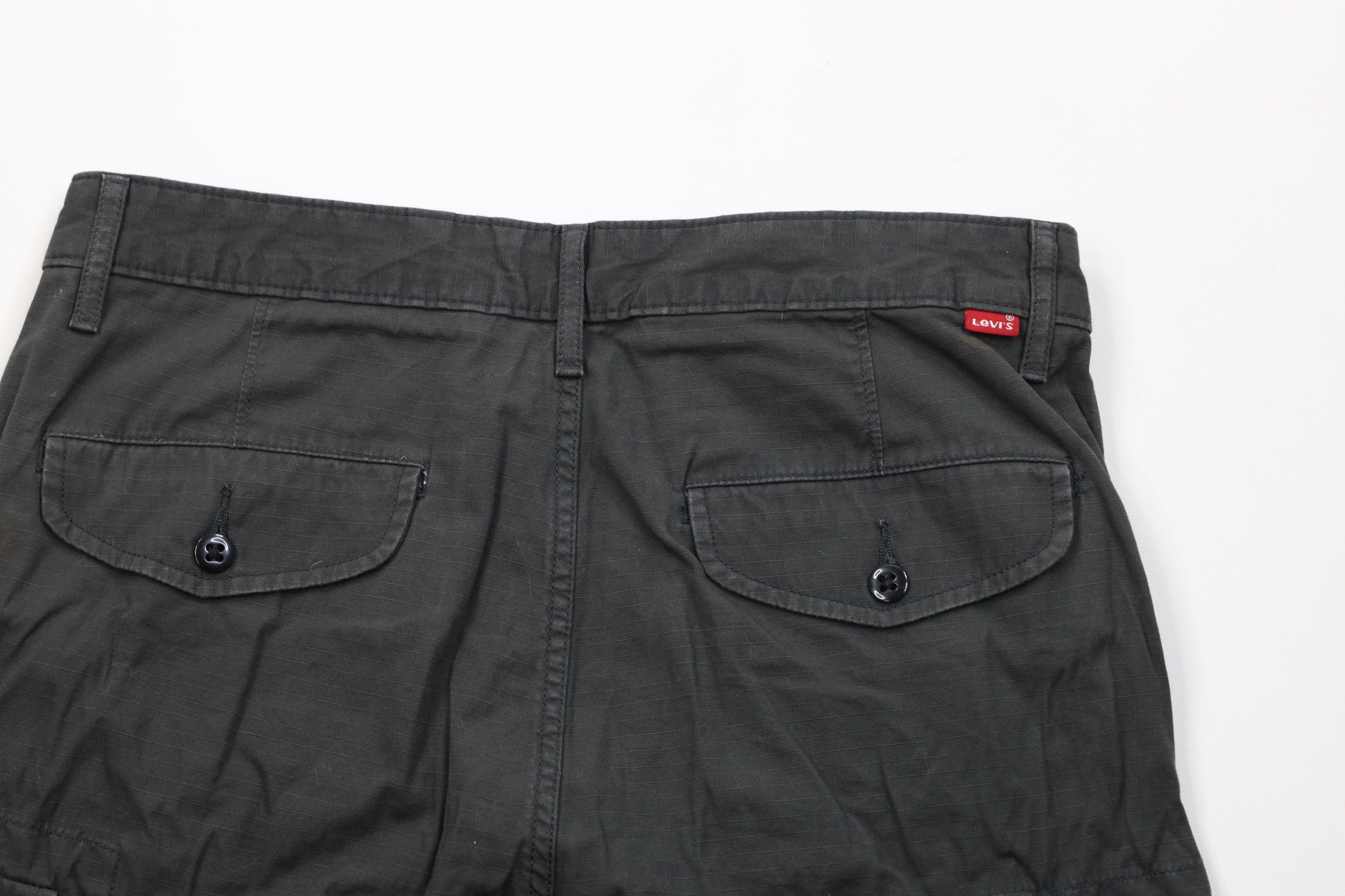 Levi's Vintage Y2K Levis Fit Ripstop Cargo Shorts Dark Gray Cotton Size US 31 - 8 Thumbnail