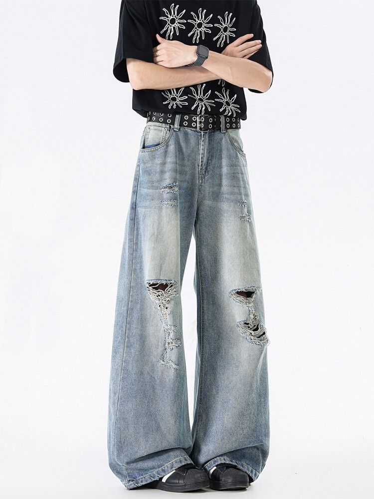 Vintage Men's High-Street Retro Distressed Blue Jeans Size US 32 / EU 48 - 2 Thumbnail