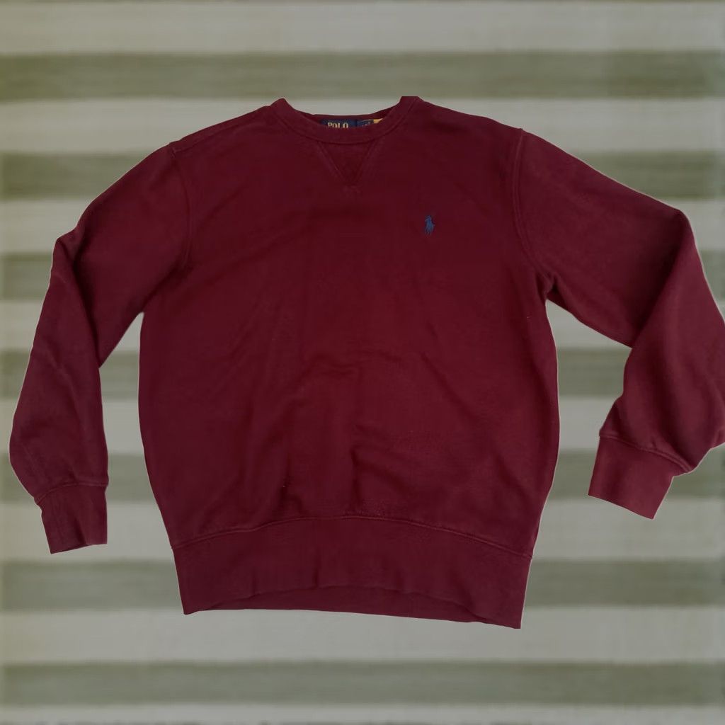 Polo Ralph Lauren VINTAGE Polo Ralph Lauren Sweatshirt Polo Ralph Lauren Shirt Unisex Adults Small Burgundy Crew Neck Long Sleeve Logo Size S / US 4 / IT 40 - 1 Thumbnail