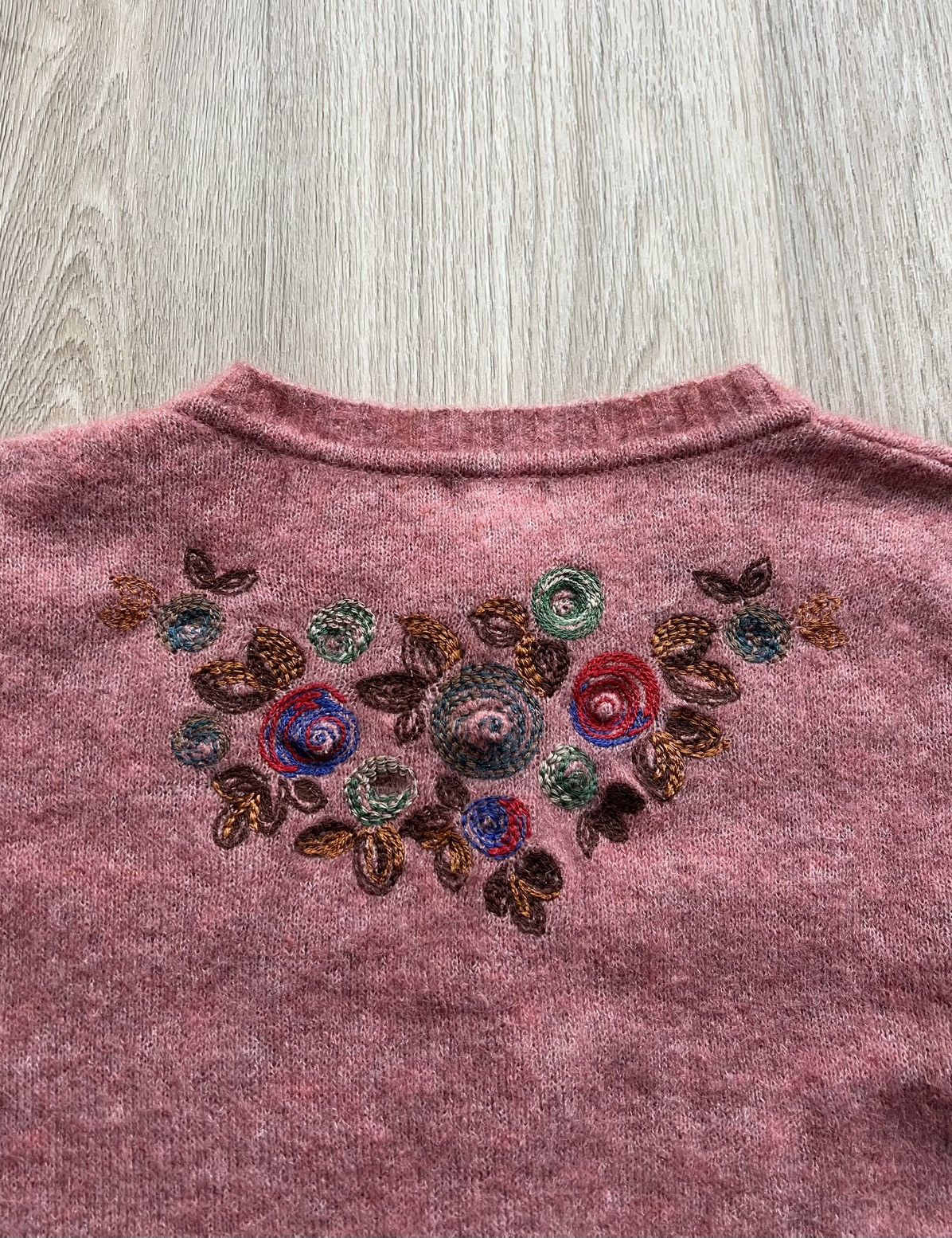 Vintage Vintage Ivko Pink Knit Cardigan Embroidered Flowers Sweater Size S / US 4 / IT 40 - 9 Thumbnail