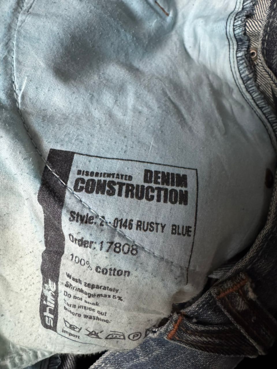 Rusty THRASHED Shine Denim Construction Rusty Blue Distressed Jean Size US 32 / EU 48 - 14 Thumbnail