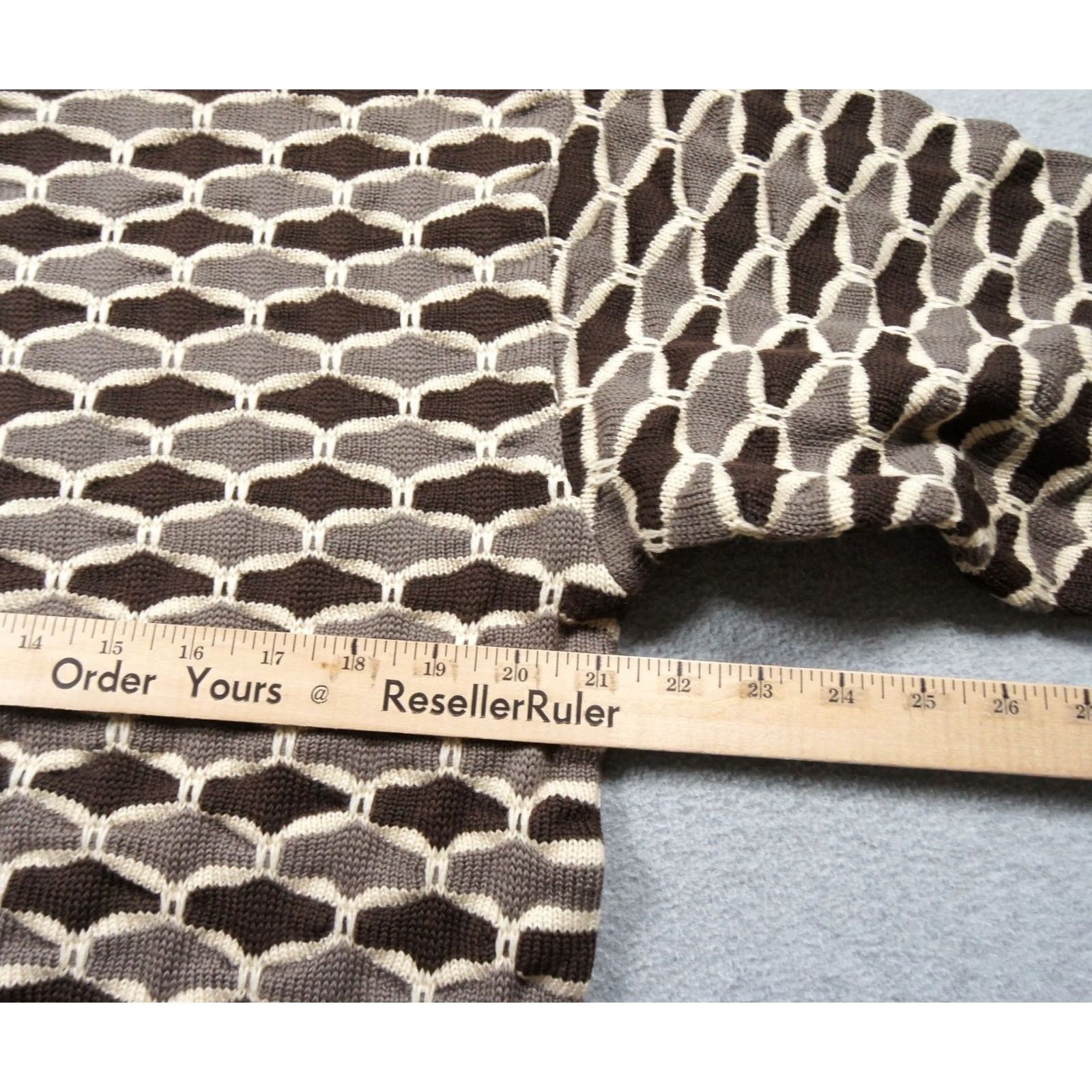 George VINTAGE Georges Rech Sweater Mens Medium Brown 3D Knit Crewneck Geometric Wool Size US M / EU 48-50 / 2 - 7 Thumbnail