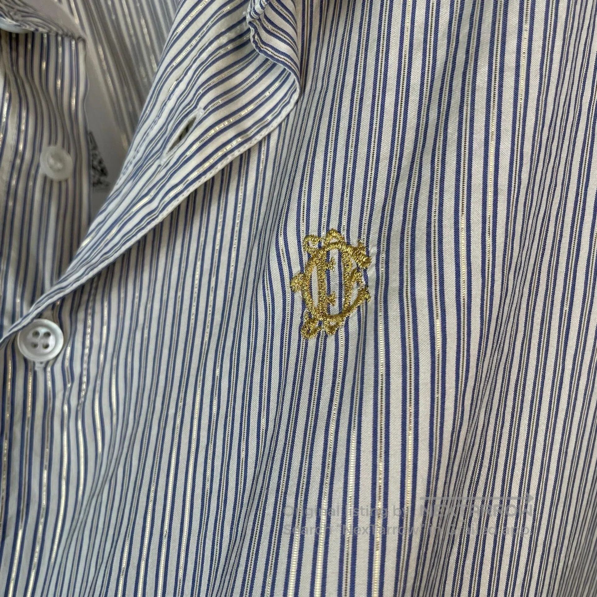 Dior Dior Striped Silk Shirt with Gold Thread for a Draping Eff Size S / US 4 / IT 40 - 2 Thumbnail