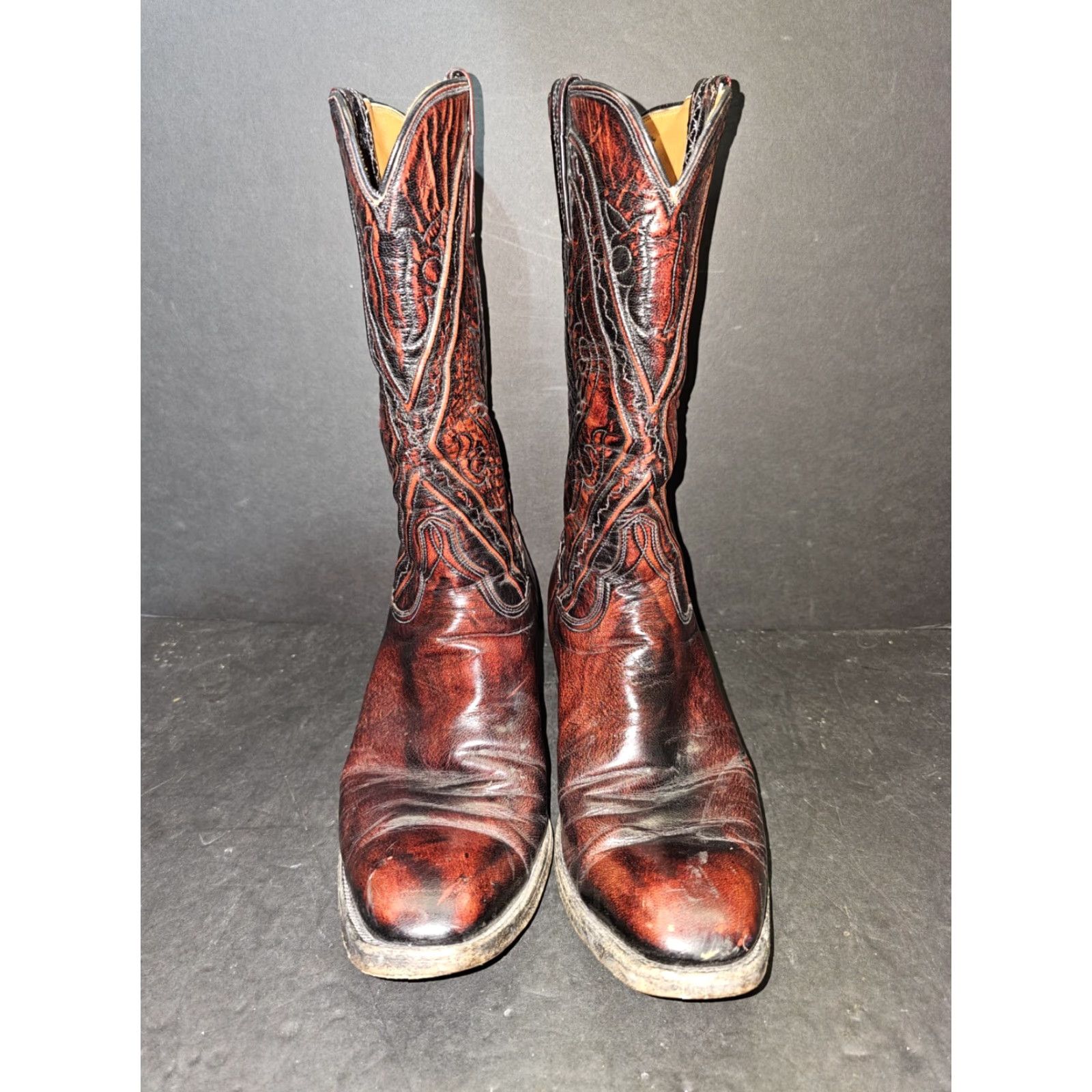Vintage VINTAGE Lucchese San Antonio Cowboy Western Boots #1350 Mens Sz 10B Black Cherry Size US 10 / EU 43 - 3 Thumbnail