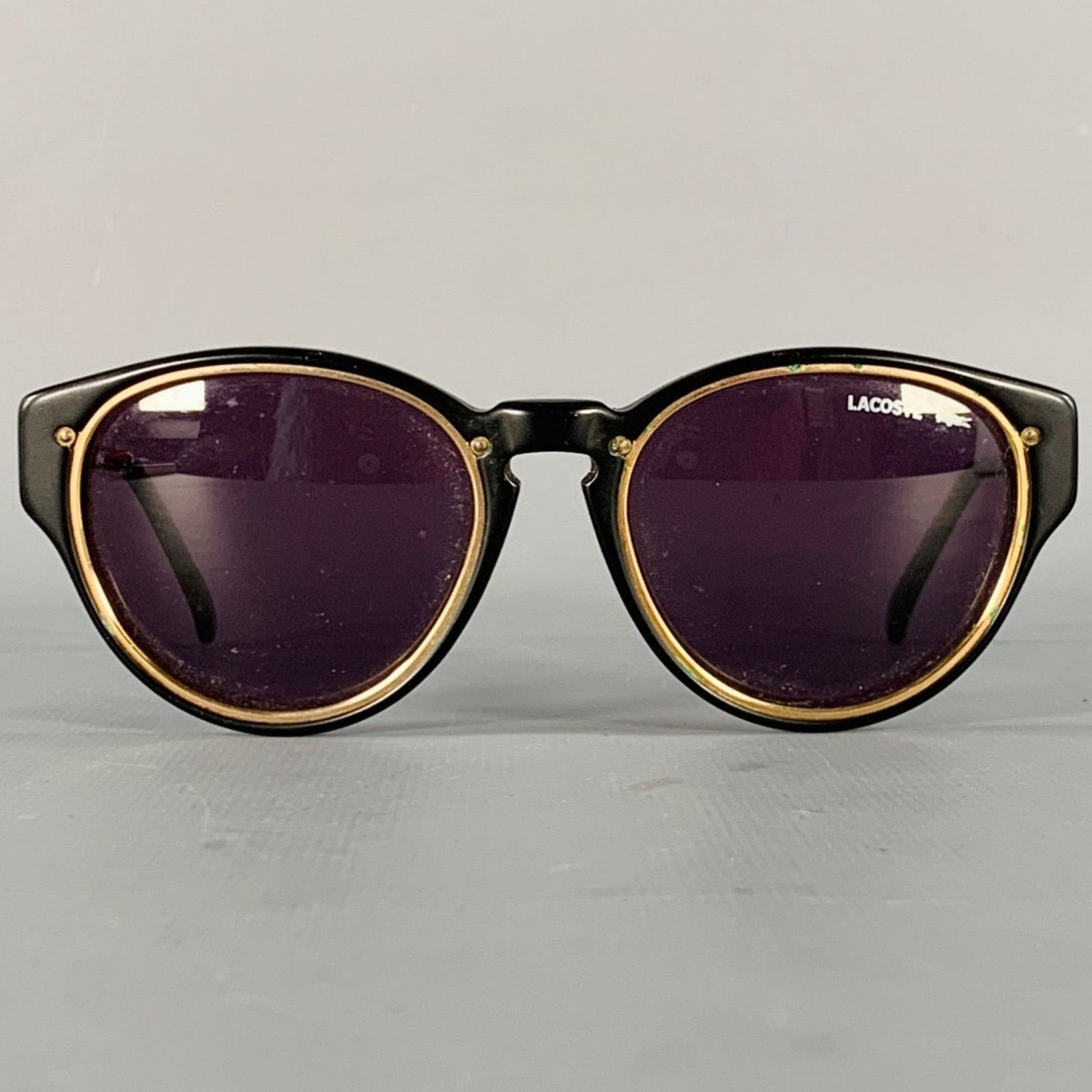 Lacoste LACOSTE Black Gold Acetate Round Sunglasses Size ONE SIZE - 1 Thumbnail