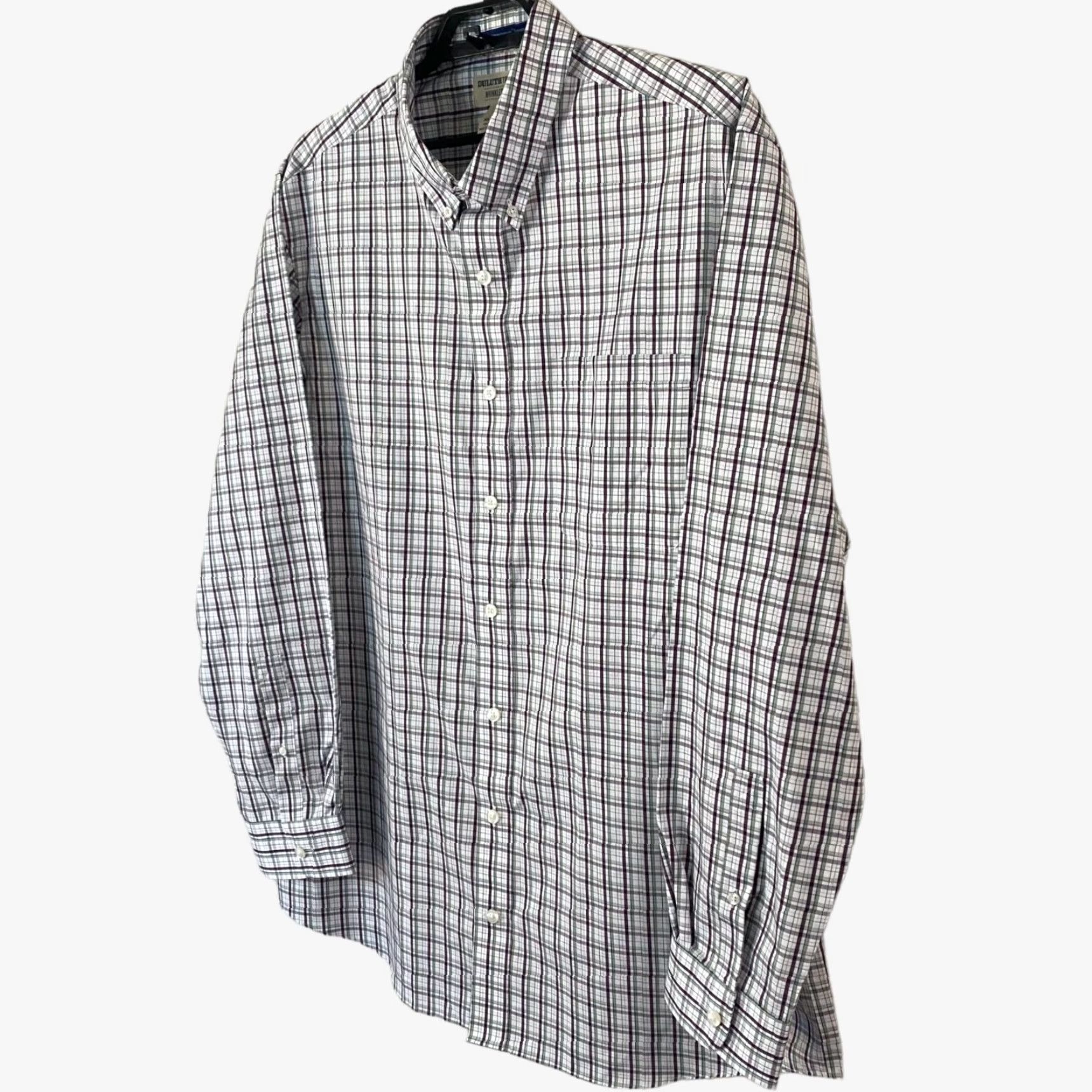 Duluth Trading Company DULUTH TRADING CO. Wrinklefighter Button-Down Shirt Plaid Relaxed Fit White XLT Tall Mens Size US XL / EU 56 / 4 - 2 Thumbnail
