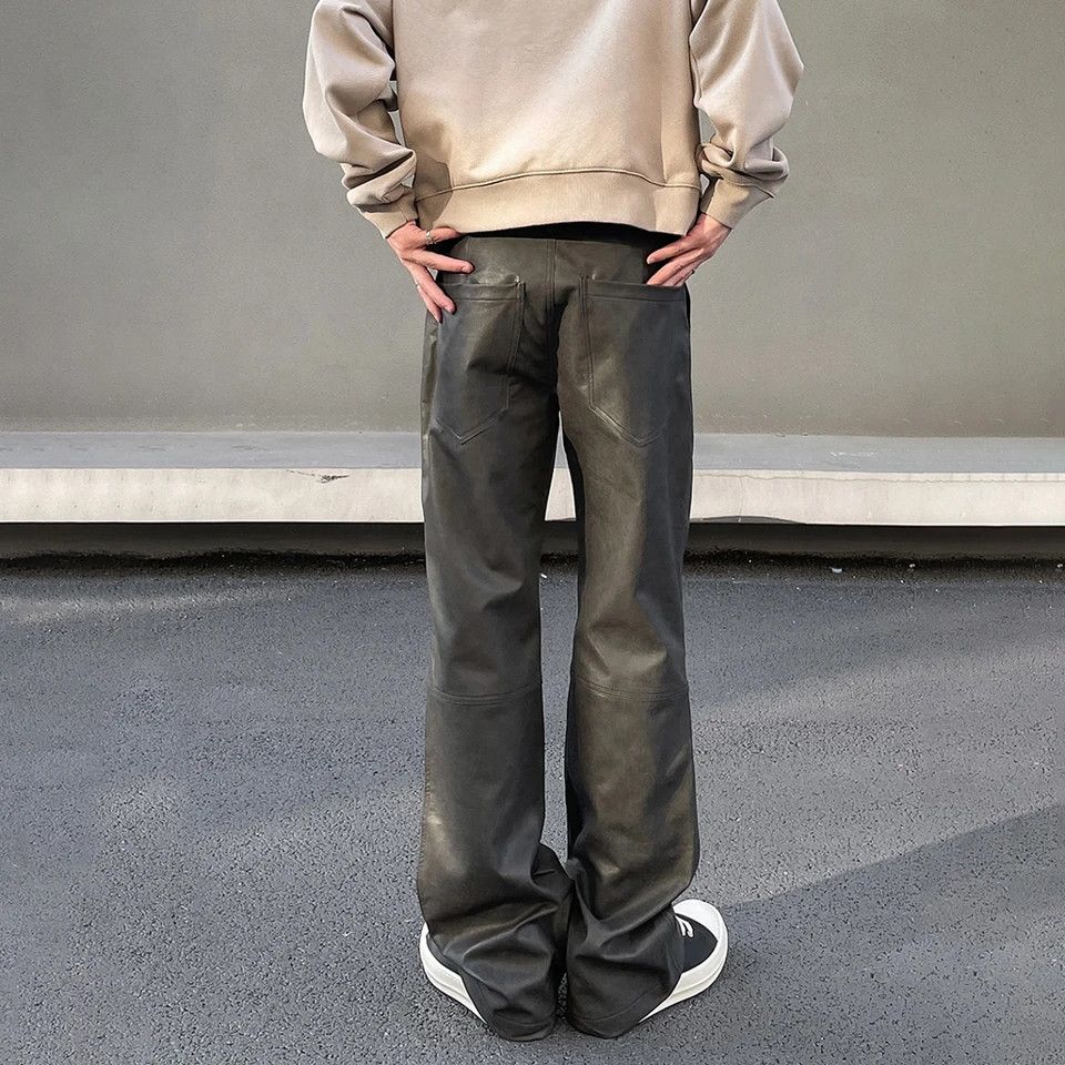 Japanese Brand × Leather Oxford Leather Pants Men Y2K Flared Vintage Trousers Size US 31 - 6 Thumbnail
