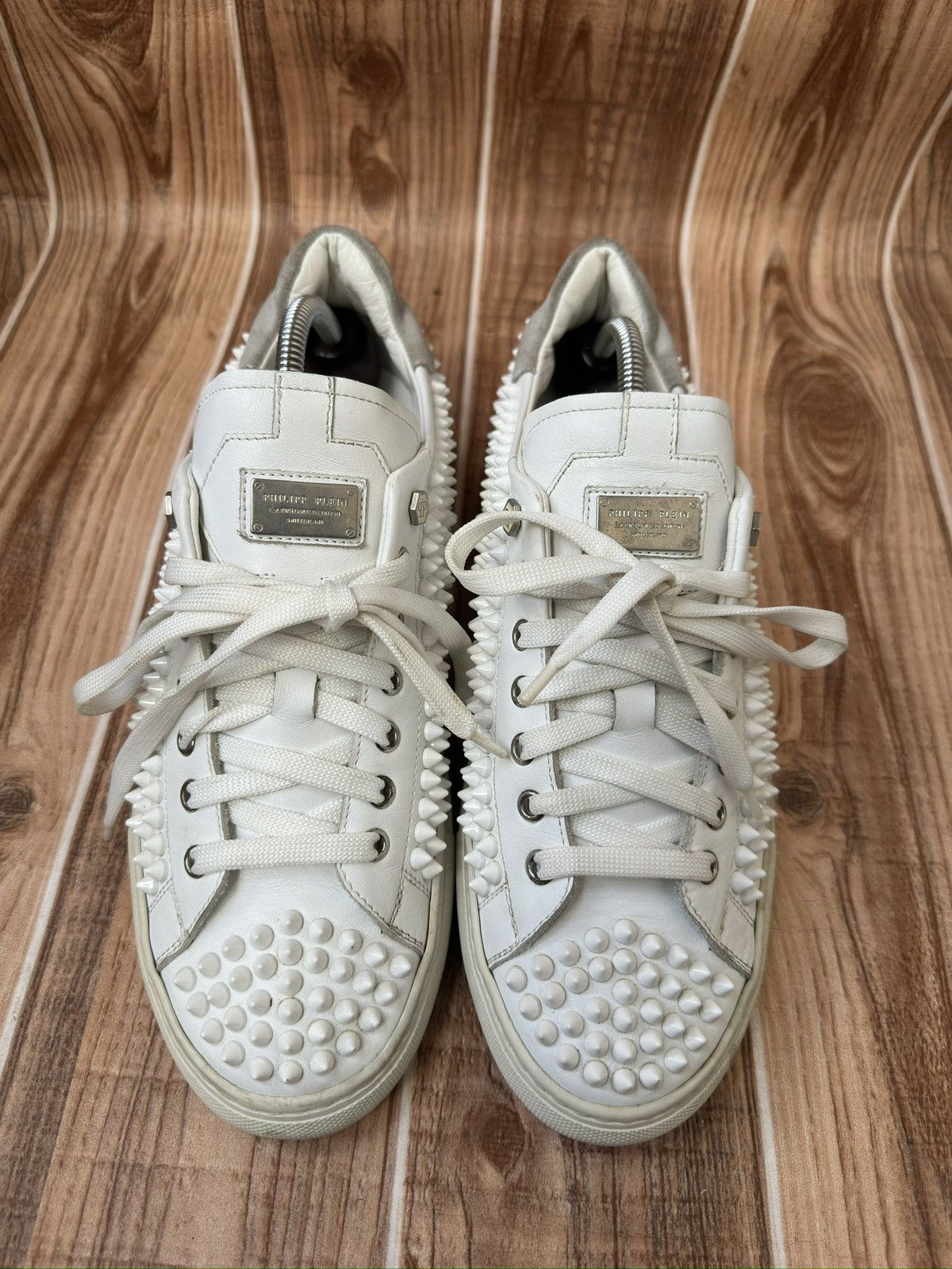 Philipp Plein Philipp Plein 78 Studded Spiked White Low Top Trainers Size US 9 / EU 42 - 4 Thumbnail