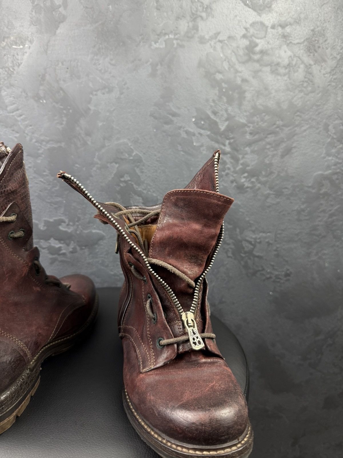 A.S.98 Women's A.S.98. Airstep Brown Leather Biker Zip Ankle Boots Size US 6 / IT 36 - 8 Thumbnail