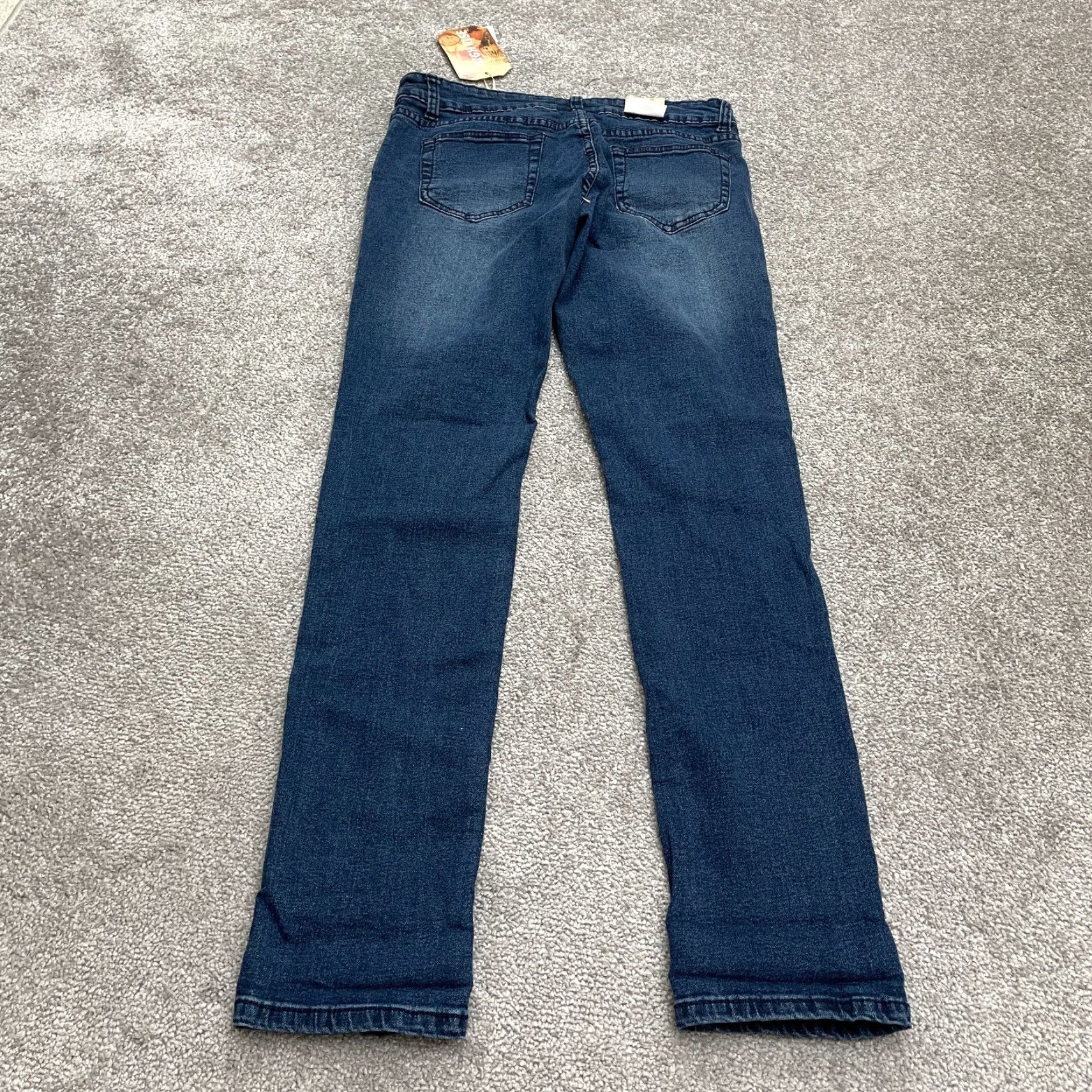 Vintage American Quality Jeans Juniors 13 High Rise Distressed Dark Blue 30x30 NWT Denim Size 34" / US 12 / IT 48 - 2 Thumbnail