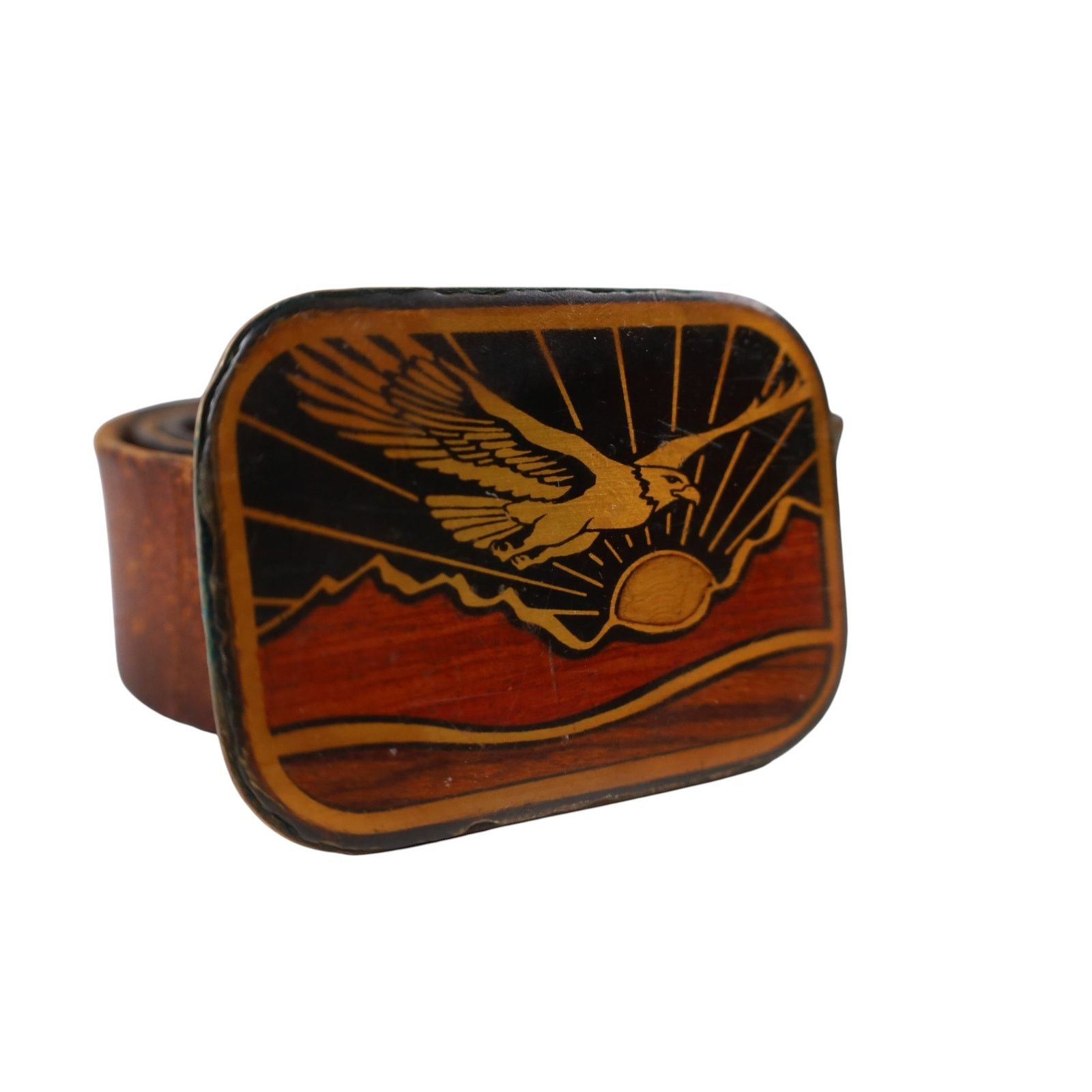 Vintage Vintage Harmony Metal Brass Bald Eagle Sunset Belt Buckle Size ONE SIZE - 2 Thumbnail