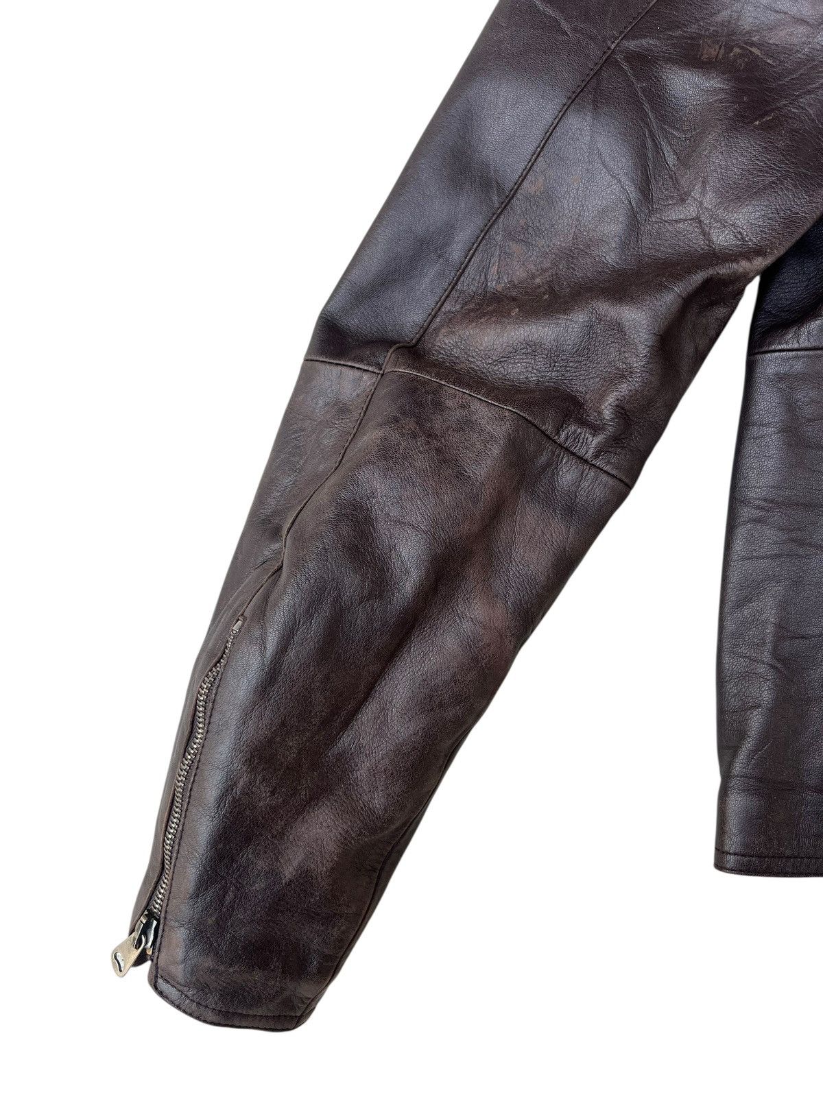 Emporio Armani Vintage Emporio Armani Faded Patina Leather Racer Jacket Size US M / EU 48-50 / 2 - 22 Thumbnail