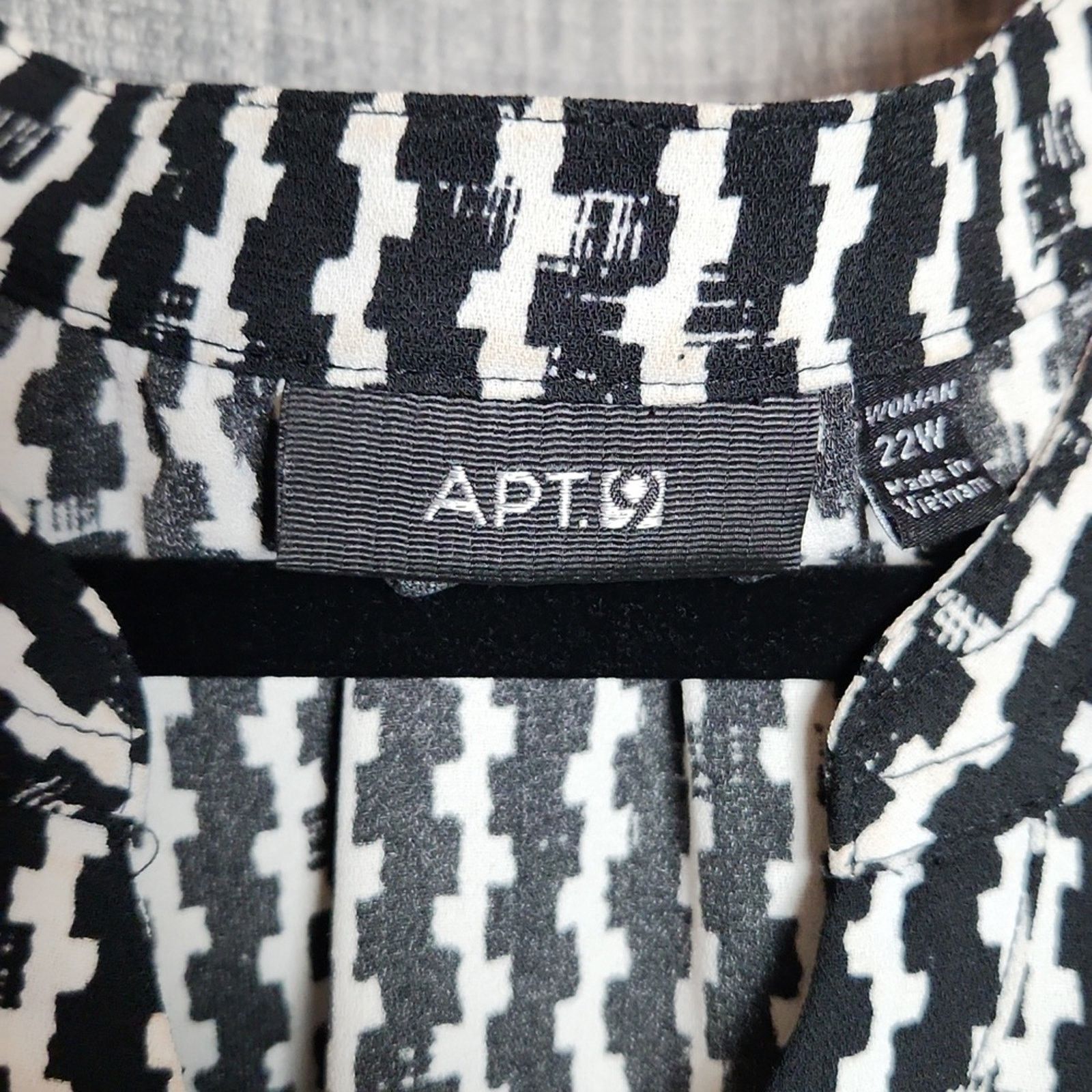 Apt. 9 Apt. 9 Size 22W Dress Black & White Geometric Print Midi Size 3XL / US 20-22 - 3 Thumbnail