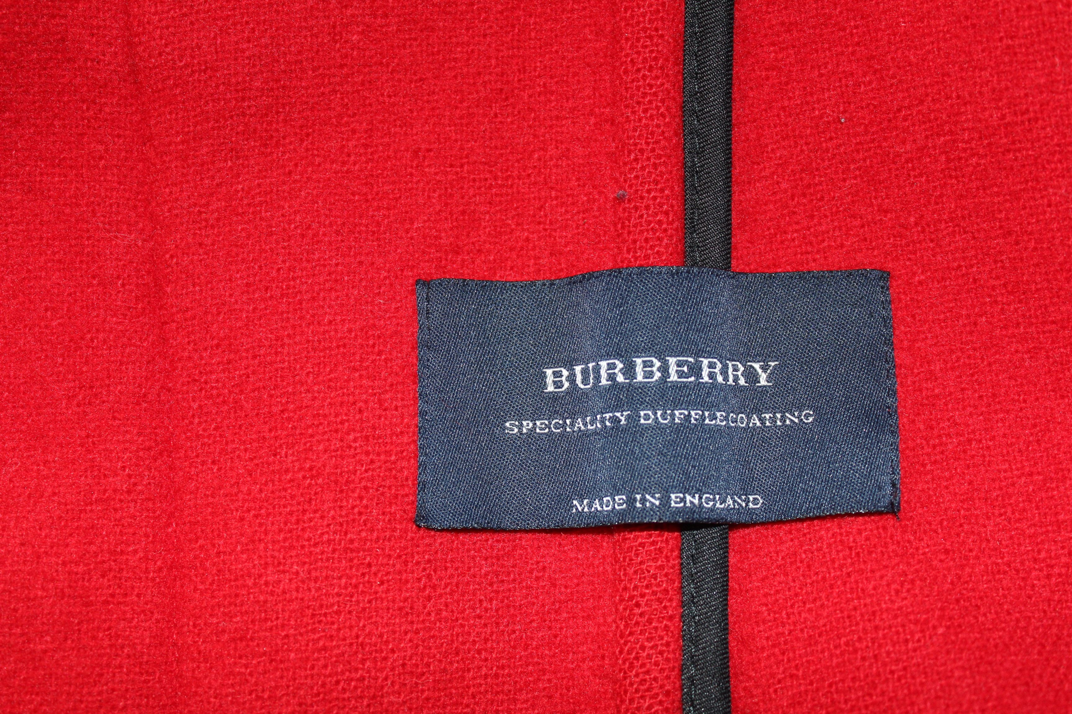 Burberry Women's BURBERRY Red Wool Duffle Coat jacket size S/M Size S / US 4 / IT 40 - 6 Thumbnail