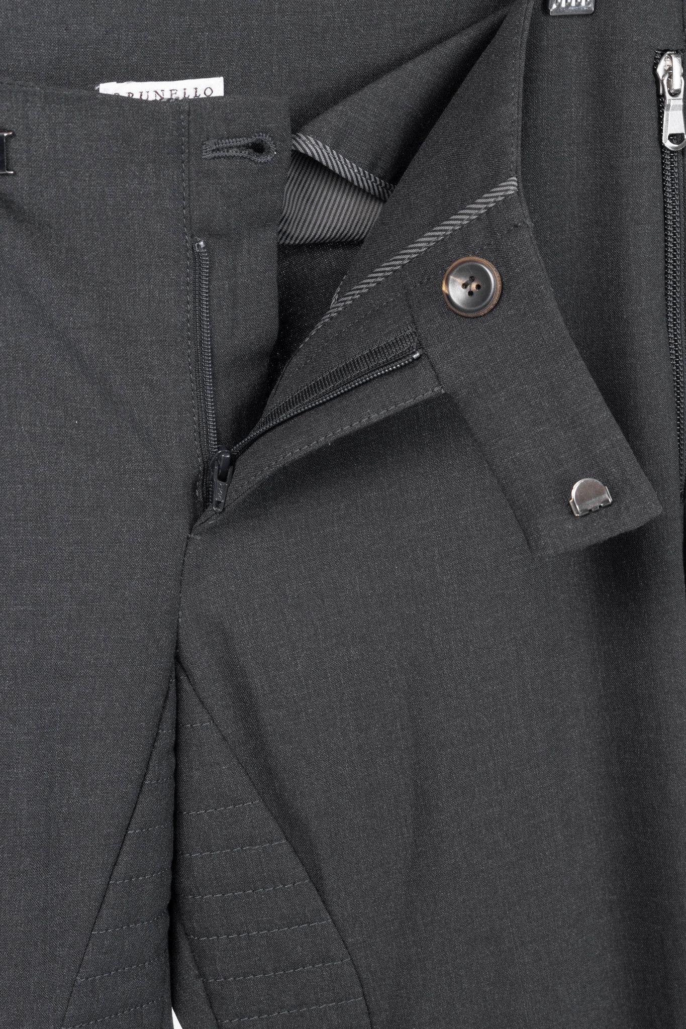 Brunello Cucinelli Brunello Cucinelli Stretch-Wool Quilted Zip-Hem Trousers Size 27" / US 4 / IT 40 - 9 Thumbnail