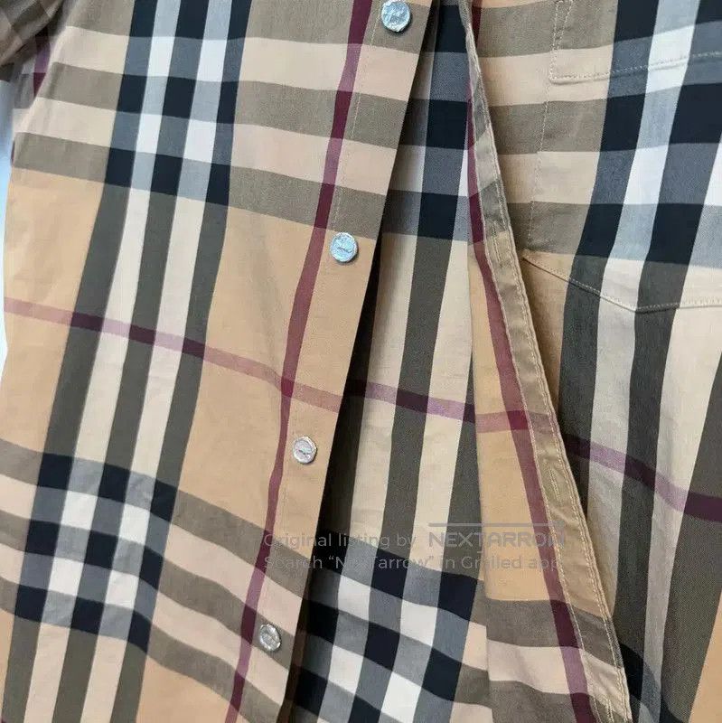 Burberry Burberry Short Sleeve Cotton Shirt in Khaki. Size US S / EU 44-46 / 1 - 3 Thumbnail