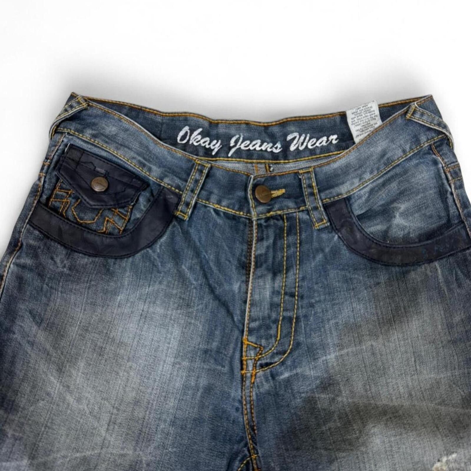 True Religion Y2K OKAY Jeans Wear Blue Denim Jeans Flap Pocket TR Style Size 34" / US 12 / IT 48 - 4 Thumbnail