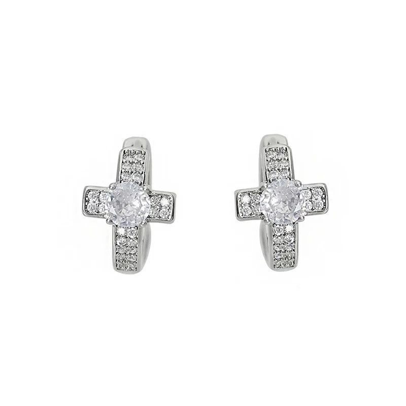 Jewelry × Sterling Silver Cross Dark Earrings One Pairs Chrome Jewelry Size ONE SIZE - 5 Thumbnail