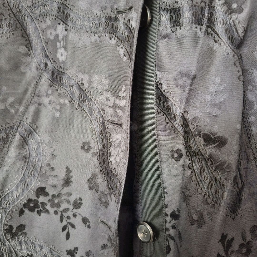 Prada PRADA Black Floral Printed Buttoned Silk Suit Jacket Size M / US 6-8 / IT 42-44 - 5 Thumbnail