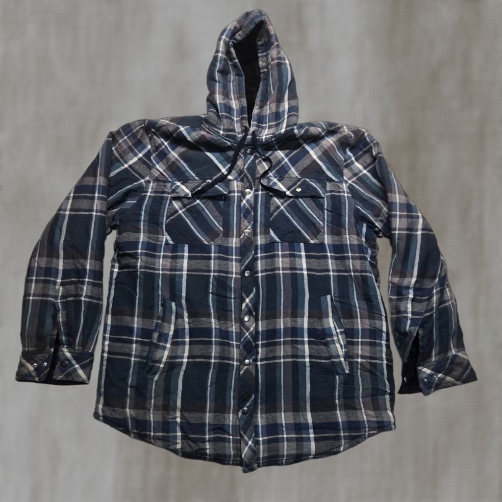 Vintage Sonoma Southwestern Blue Plaid Chore Jacket Over Shirt Snap Button Up Men's XL Size US XL / EU 56 / 4 - 1 Thumbnail