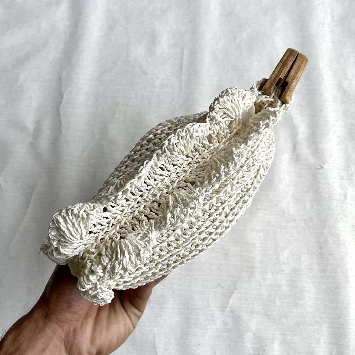 Craftsman Crochet Straw Clutch With Wood Handle Size ONE SIZE - 4 Thumbnail