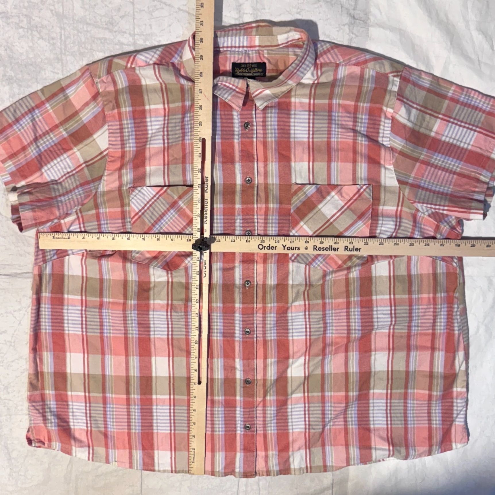 Pinko Noble Outfitters Pink Plaid Short Sleeve Button-Up Shirt 4XL Women Casual All Seasons Easy Care Cotton Plaid Button-Up Women Mens Girls Size XXL / US 16-18 / IT 52-54 - 5 Thumbnail
