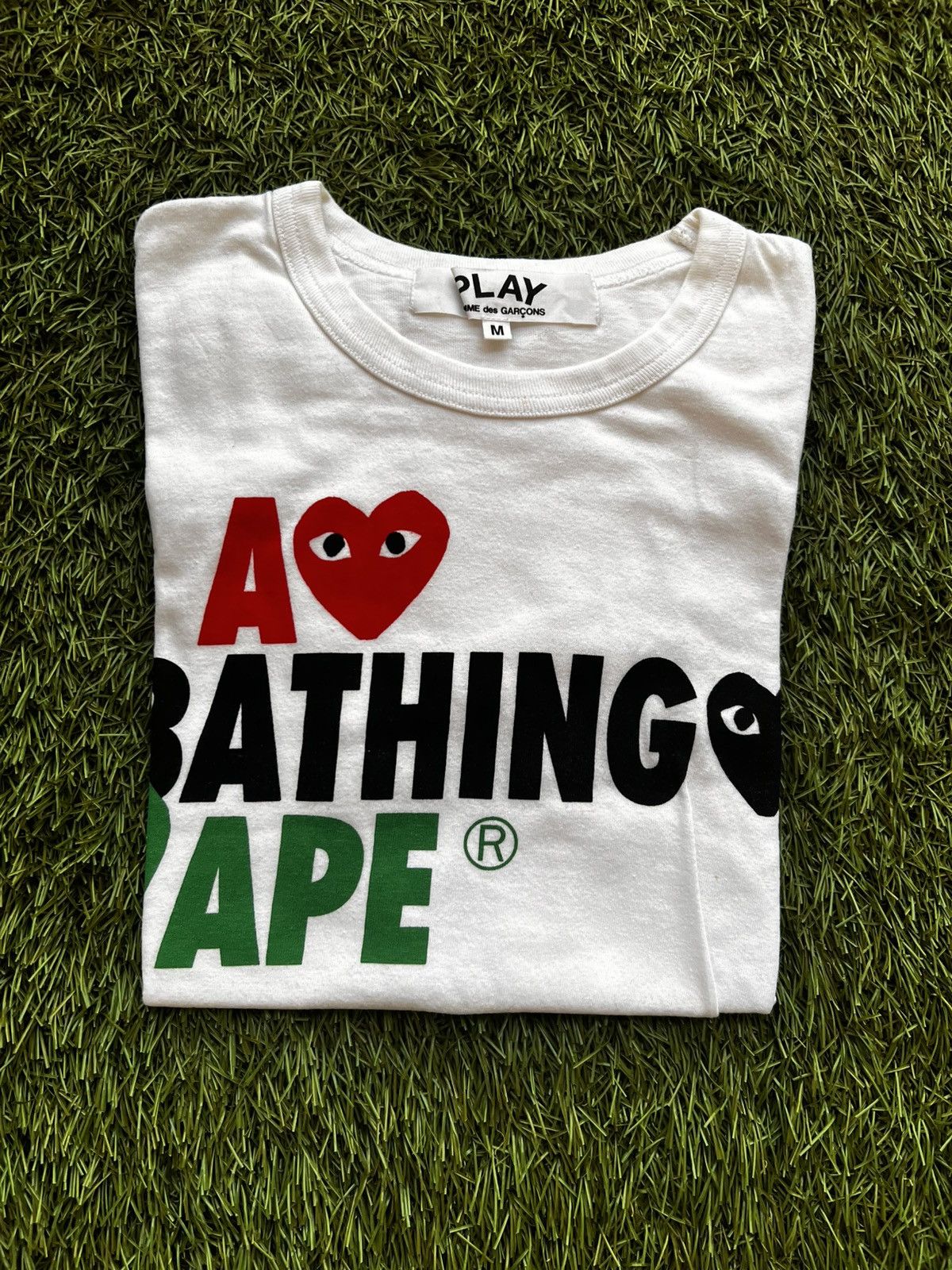 Bape × Comme des Garcons A Bathing Ape BAPE x Comme Des Garçon CDG Tee White 2012 Size M / US 6-8 / IT 42-44 - 3 Thumbnail