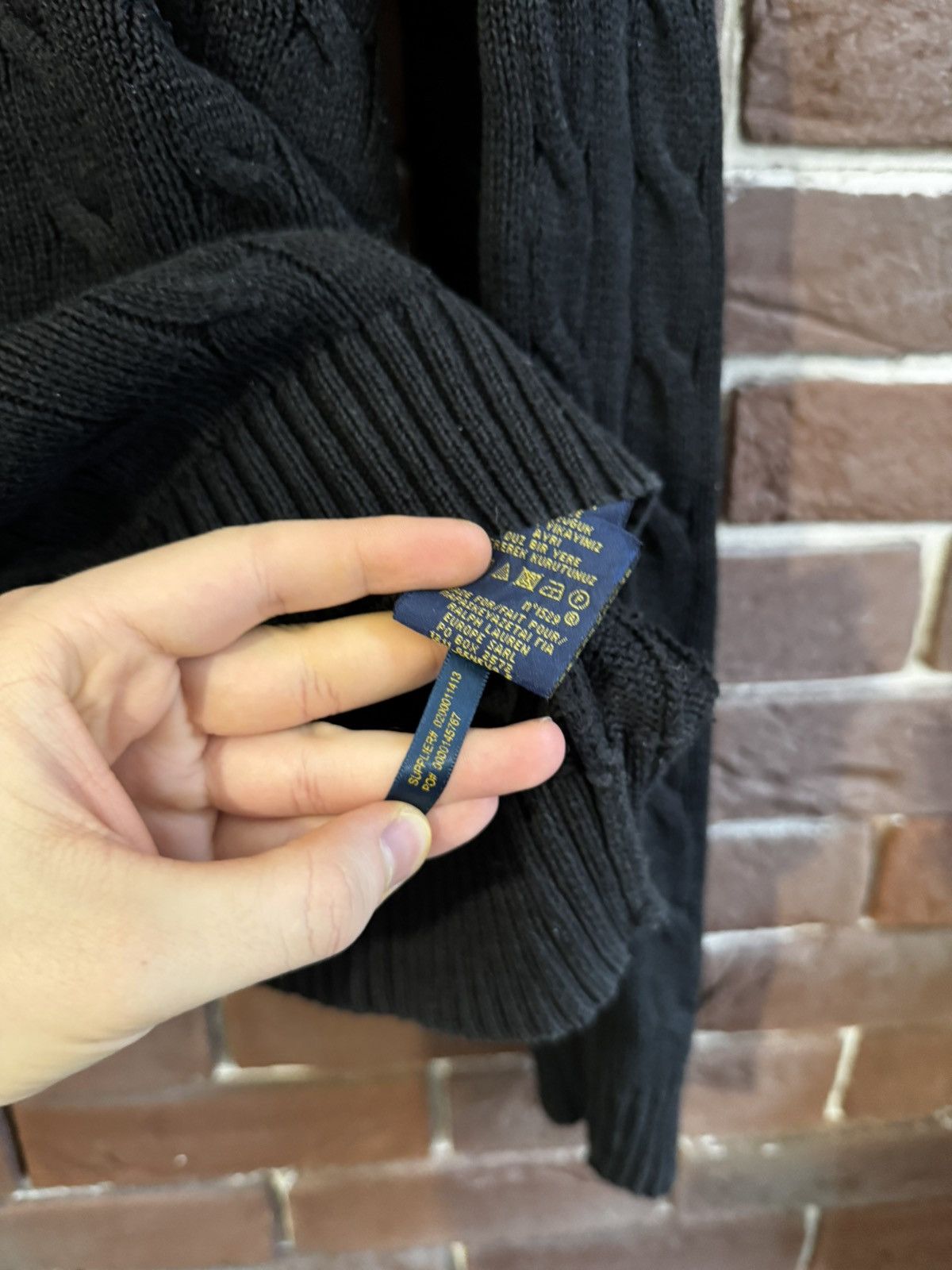 Polo Ralph Lauren Rare Polo Ralph Lauren Cable Knit Black Sweater Hype Y2K Size US XL / EU 56 / 4 - 7 Thumbnail