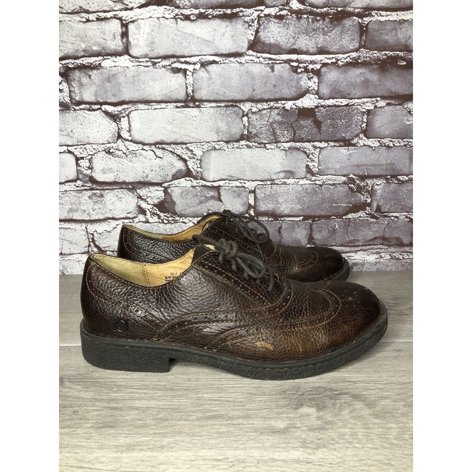 Born Born Brown Leather Brogue Wingtip Oxfords Lace Casual Shoes Size US 10 / EU 43 - 3 Thumbnail