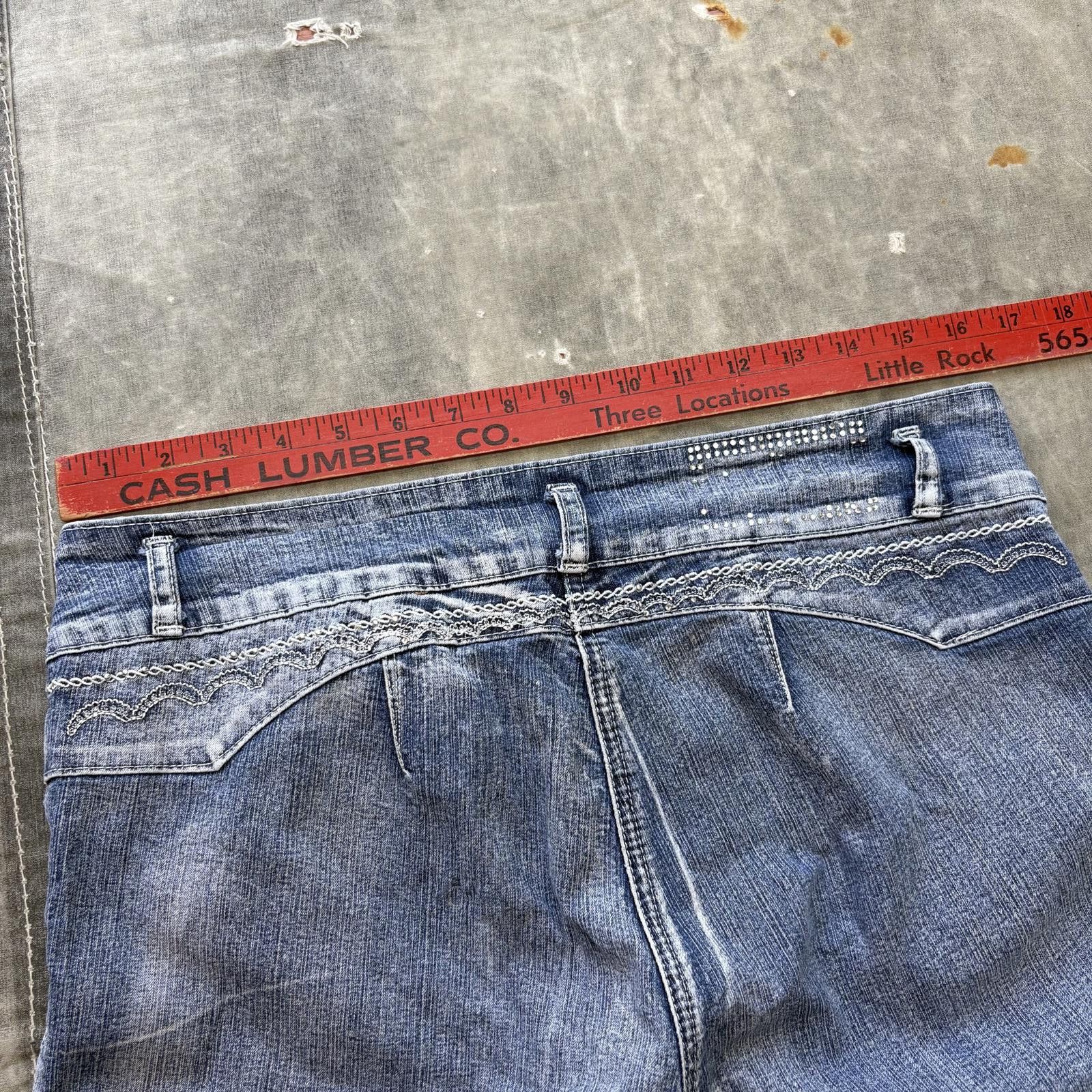 Vintage Vintage Y2K Rhinestone Studded Embroidered Grunge Rico Jeans Size 33" - 4 Thumbnail