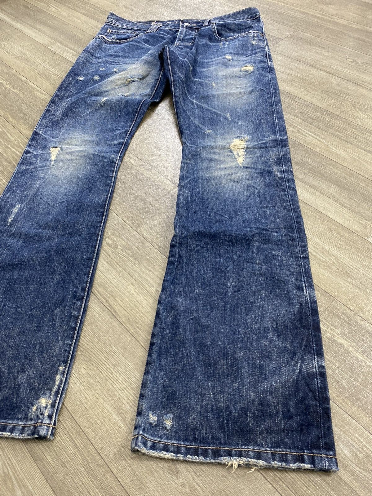 If Six Was Nine 2000s Dot & Stripe Distressed Punk Lgb Style Flared Jeans Size US 30 / EU 46 - 4 Thumbnail