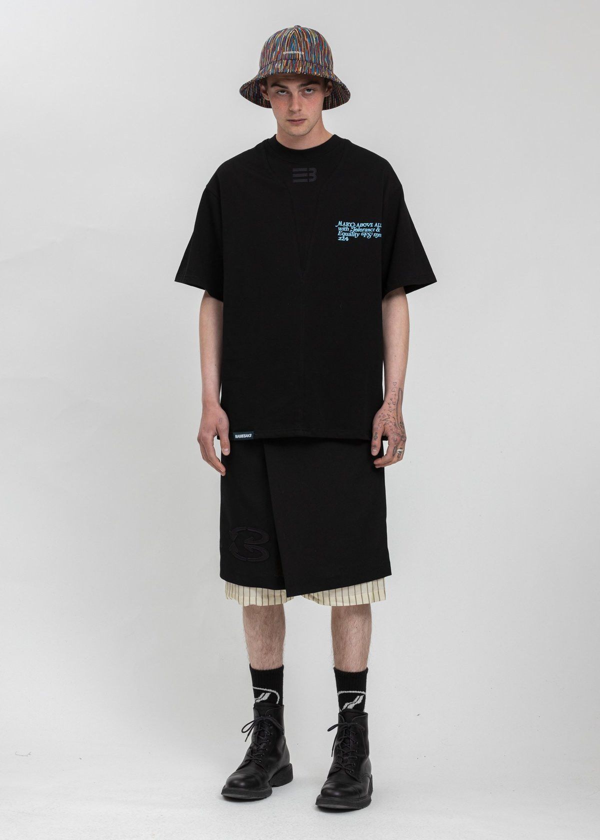 image of Namesake O1Mle0424 Oversized Sava Right T-Shirt In Black, Men's (Size XS)
