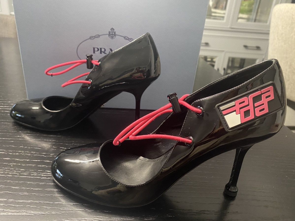 Prada PRADA Patent Leather Rubber Logo D’Orsay High Heel Pumps Size US 9.5 / IT 39.5 - 5 Thumbnail